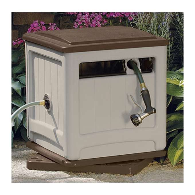 Suncast Swivel Hose Reel Storage Hideaway with Smart Trak Hose Guide & Bin - 3 Pack - Durable Outdoor Garden Hose Organizer for Yard, Patio, and Garage Use