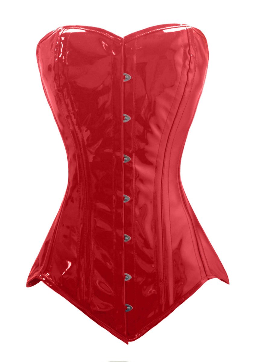 LuvSecret Lingerie Heavy Duty 26 Double Steel Boned Waist Trainer PVC Long Torso Overbust Corset #8151 - Shapewear for Hourglass Figure, Waist Training & Burlesque Costume