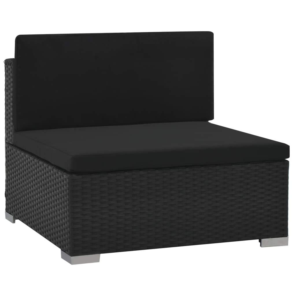 vidaXL 6-Piece Patio Sofa Set - Outdoor Sectional Couch with Cushions & Table, Black Poly Rattan Furniture for Backyard, Garden, Poolside or Deck Relaxation