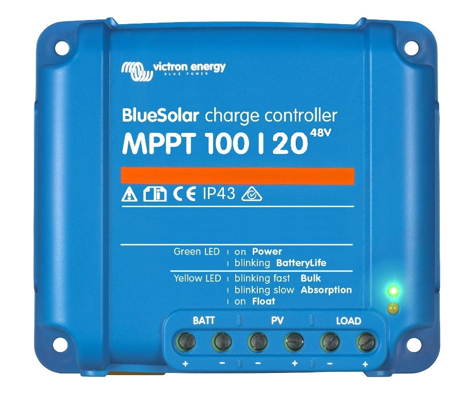 Victron Energy BlueSolar MPPT 100/20 48V Solar Charge Controller - High Efficiency 12V/24V/48V MPPT Regulator for Off-Grid Solar Systems | Perfect for RVs, Boats, and Remote Power Applications