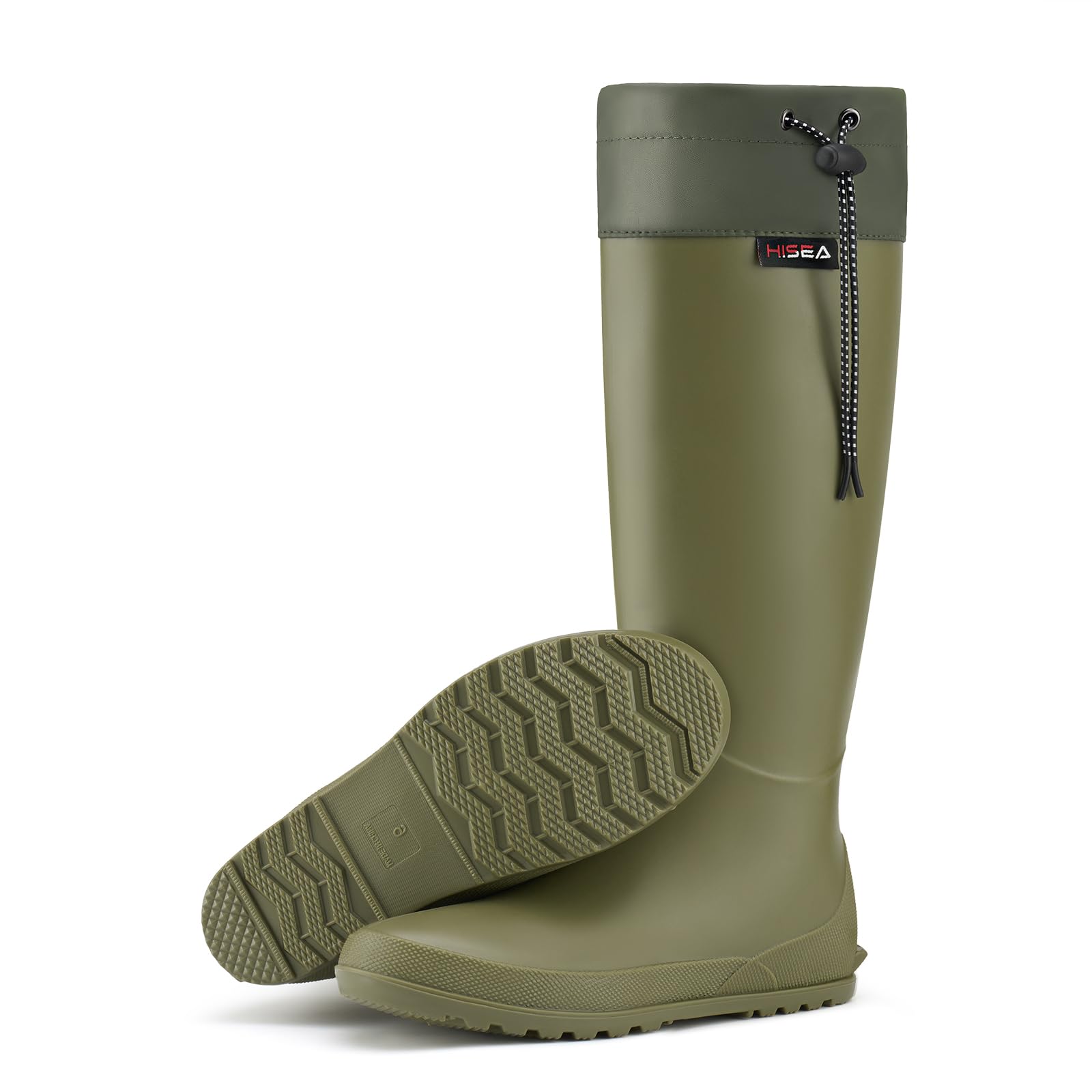HISEA Women's Waterproof Rubber Rain Boots - Lightweight Packable Tall Garden Boots for Walking, Hiking & Outdoor Activities - Comfortable Wellies for Rainy Days & Muddy Terrains