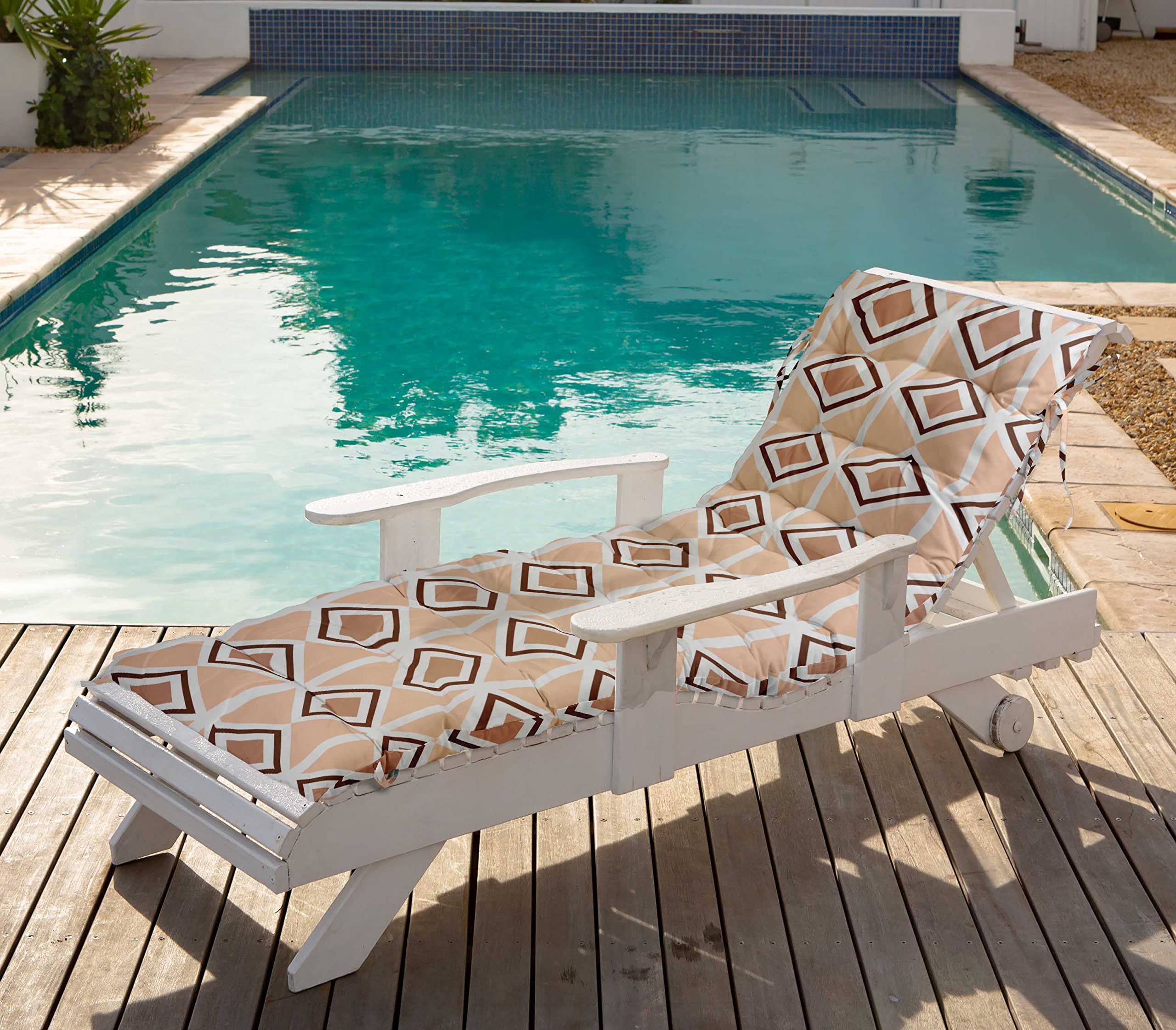 Quilted Thick Padded Seat Cushion for Rocking Chair, Sofa & Recliner - 74 x 23 Inches with Ties - Peach Color - Perfect for Outdoor Garden, Terrace & Bench Use