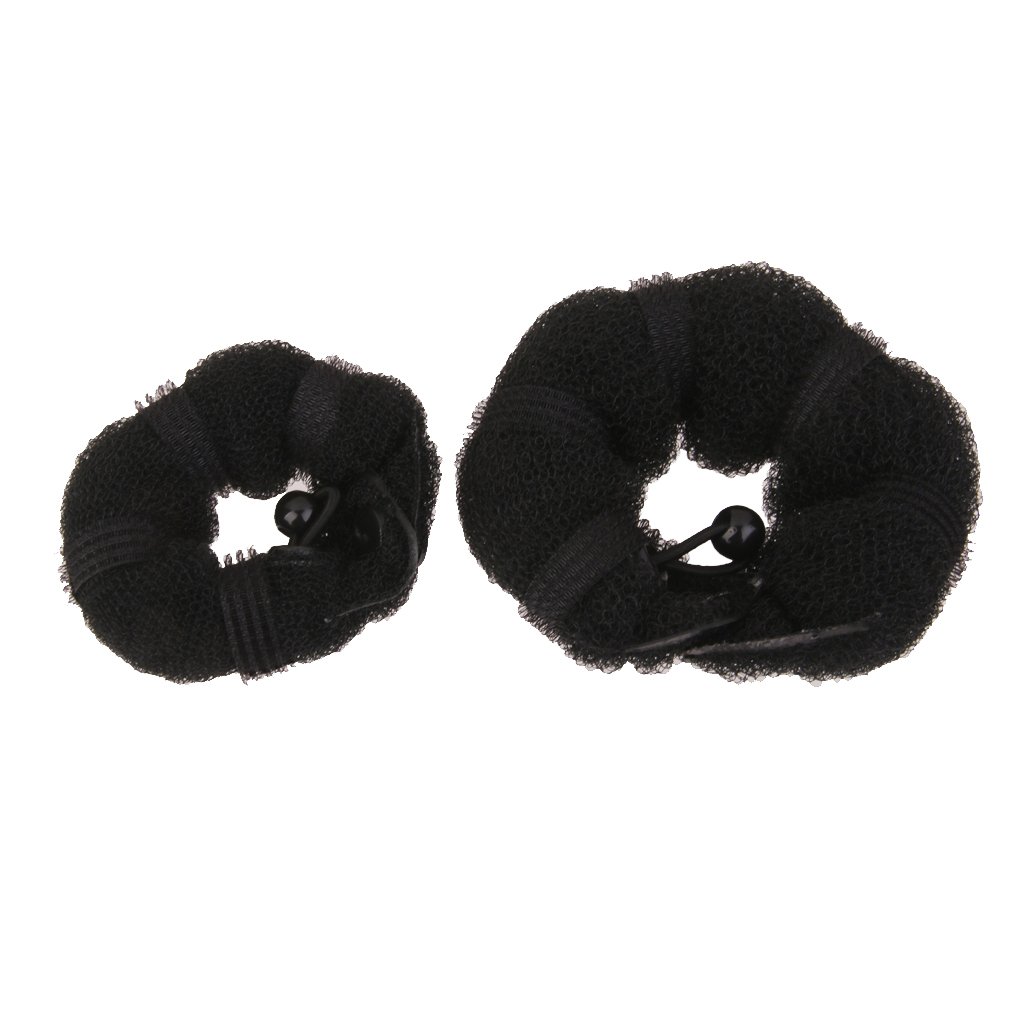 2 Pack Black Sponge Hair Donut Bun Maker - Magic Styling Ring Shaper Tool for Perfect Buns & Updos (Great for Weddings, Parties & Everyday Hairstyles)