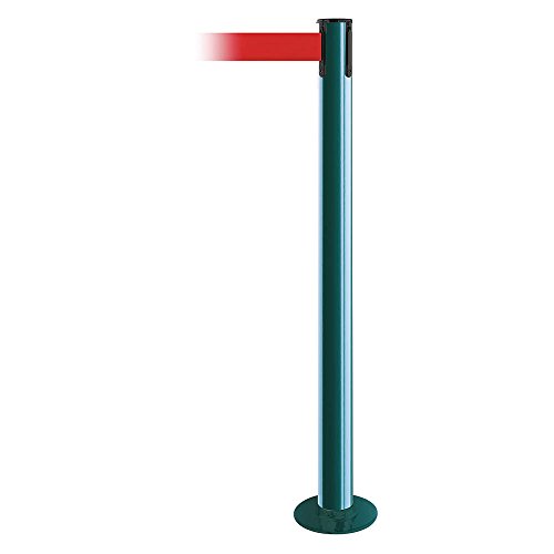 Tensator 889F-28-28-MAX-NO-R5X-C Fixed Barrier Post with Belt - 13 Feet Red Retractable Safety Stanchion for Crowd Control, Queue Management, and Event Safety