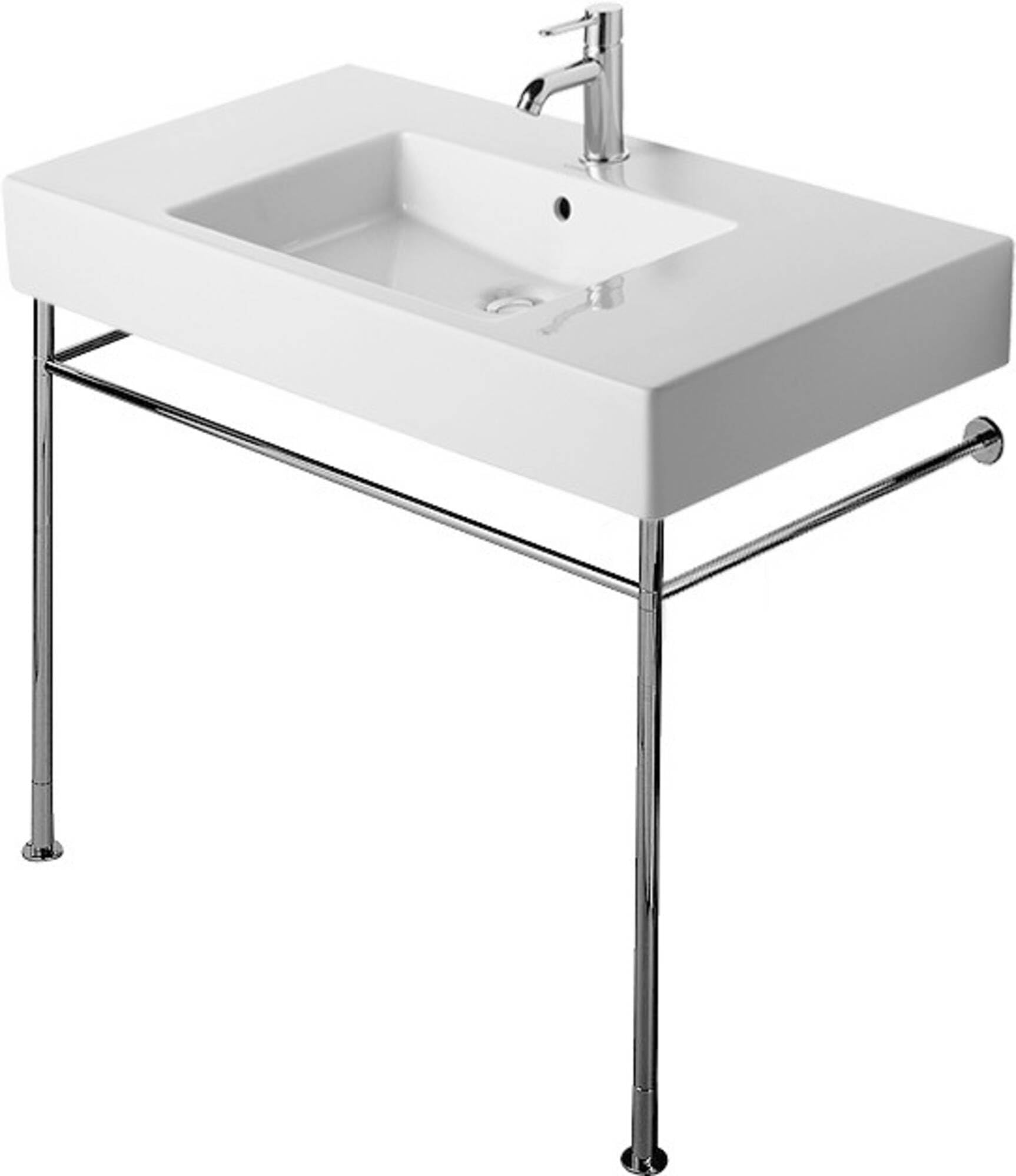Duravit 003073 Small Chrome Bathroom Console Table - Modern Space-Saving Vanity for Powder Rooms & Small Bathrooms