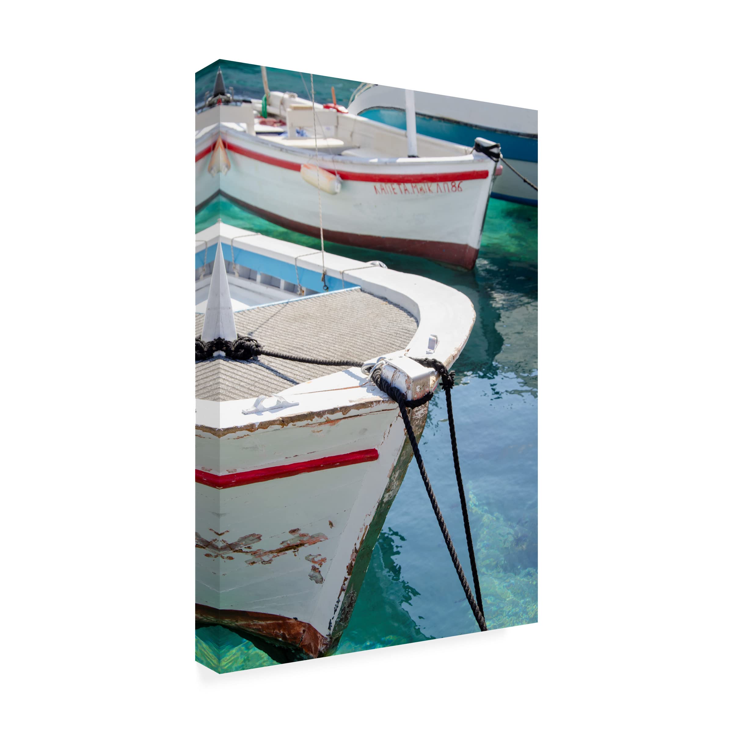 Laura DeNardo 'Workboats of Corfu Greece III' Canvas Wall Art Print - Modern Coastal Decor for Living Room, Bedroom & Office | Trademark Fine Art Collection