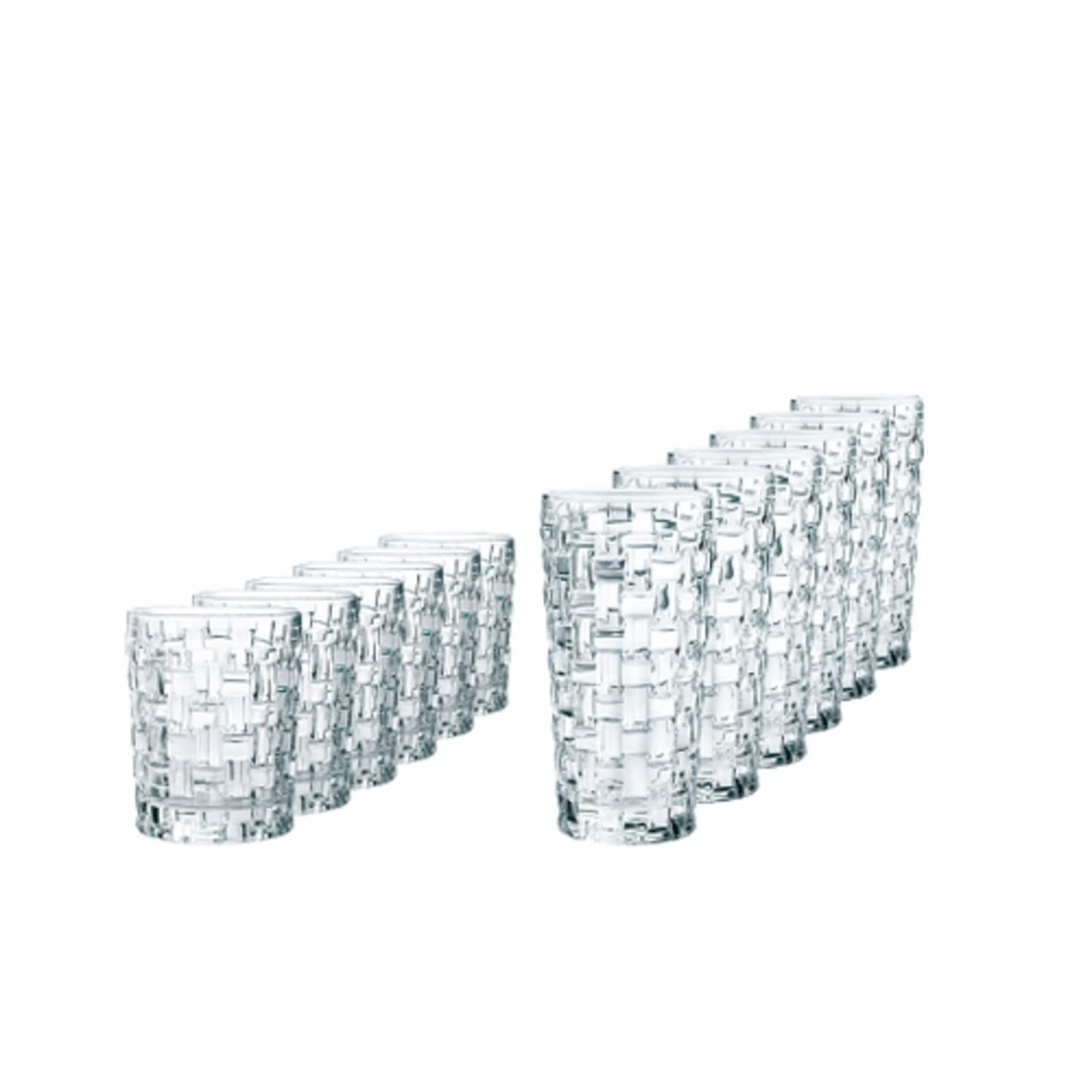 Nachtmann Spiegelau Bossa Nova 12-Piece Crystal Glass Set - Highball & Lowball Glasses with Elegant Basketweave Design | Dishwasher Safe Barware for Cocktails, Whiskey & Entertaining | Perfect for Home Bars, Restaurants & Dinner Parties