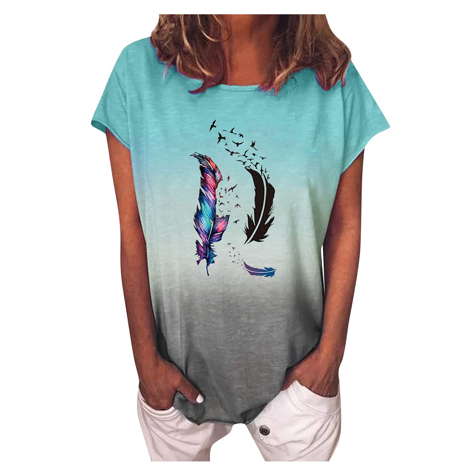 Women's Tie Dye V-Neck T-Shirts - Short Sleeve Loose Fit Casual Tops for Summer | Trendy Boho Style Shirts for Beach, Music Festivals & Everyday Wear