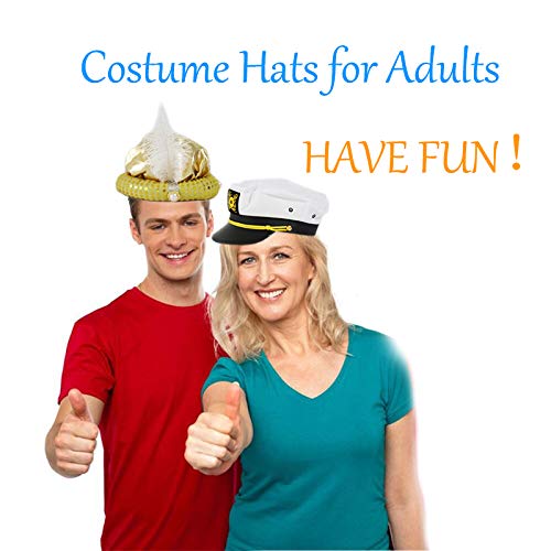Funny Costume Party Hats for Adults - 6 Pack Assorted Novelty Dress Up Hats for Halloween, Birthday Parties & Cosplay Events