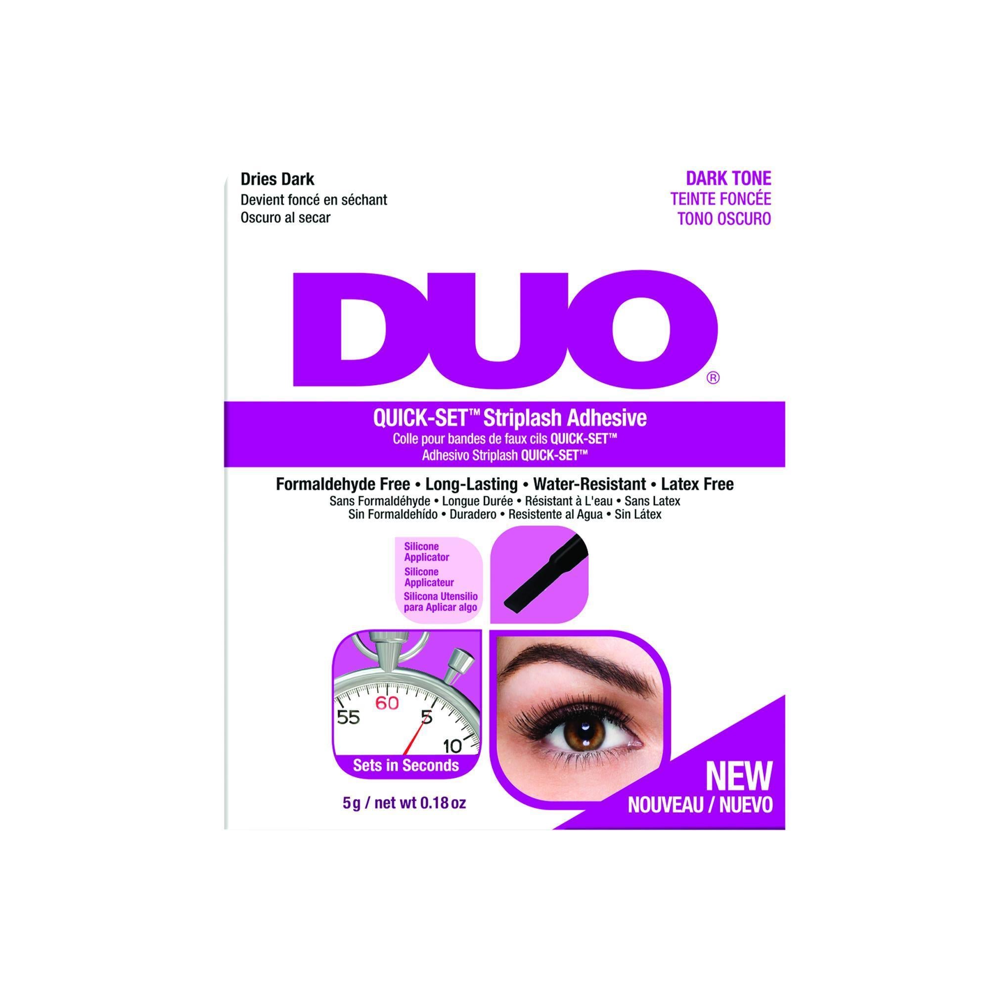 Ardell DUO Quick Set Lash Adhesive - Dark Tone Eyelash Glue (0.18 oz) - Long Lasting & Waterproof for False Eyelash Application - Perfect for Daily Wear, Special Occasions & Makeup Artists