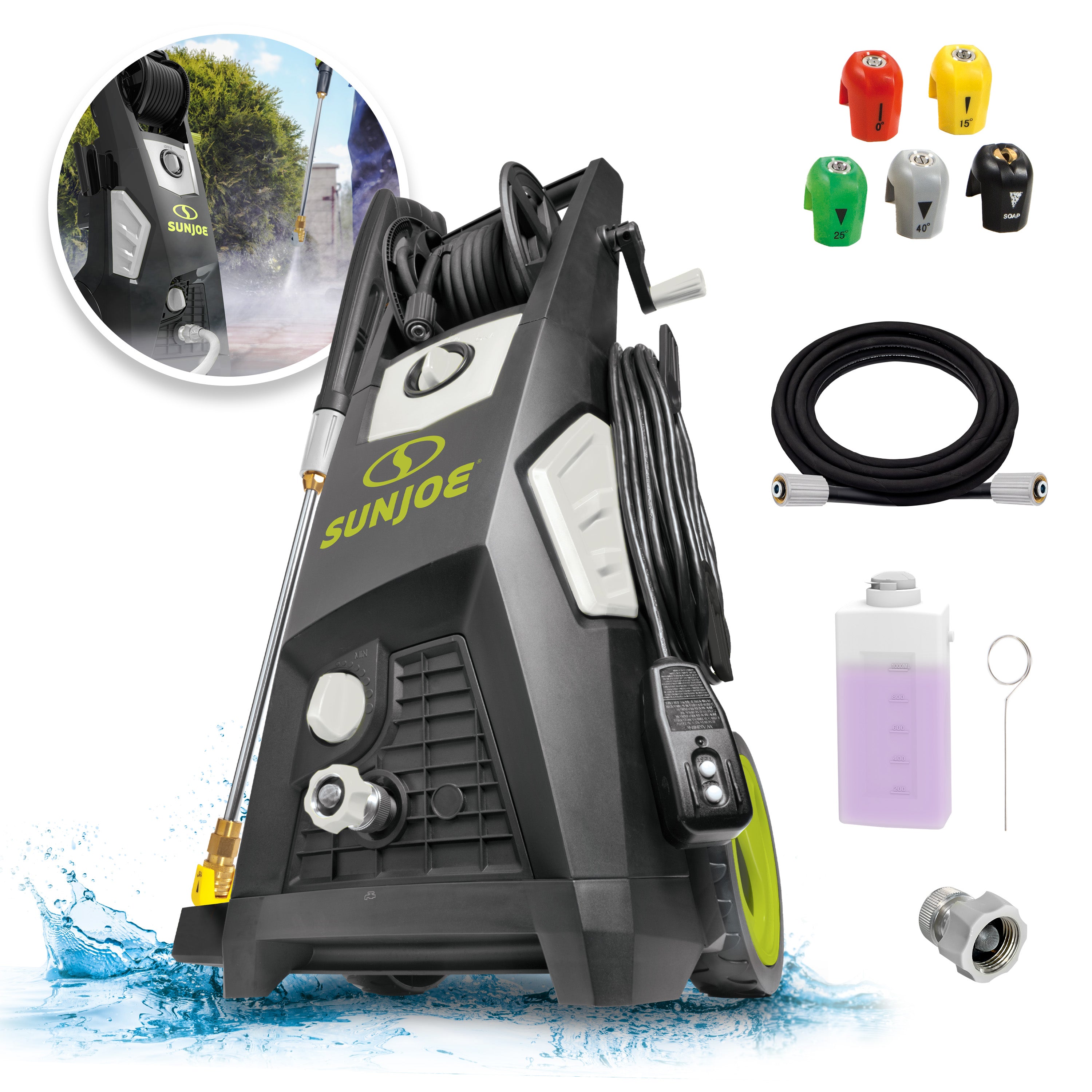Sun Joe SPX3501 2000 PSI Electric Pressure Washer with 1.1 GPM Flow Rate & Hose Reel | Brushless Induction Motor | Ideal for Home Cleaning, Driveway Washing, and Outdoor Maintenance
