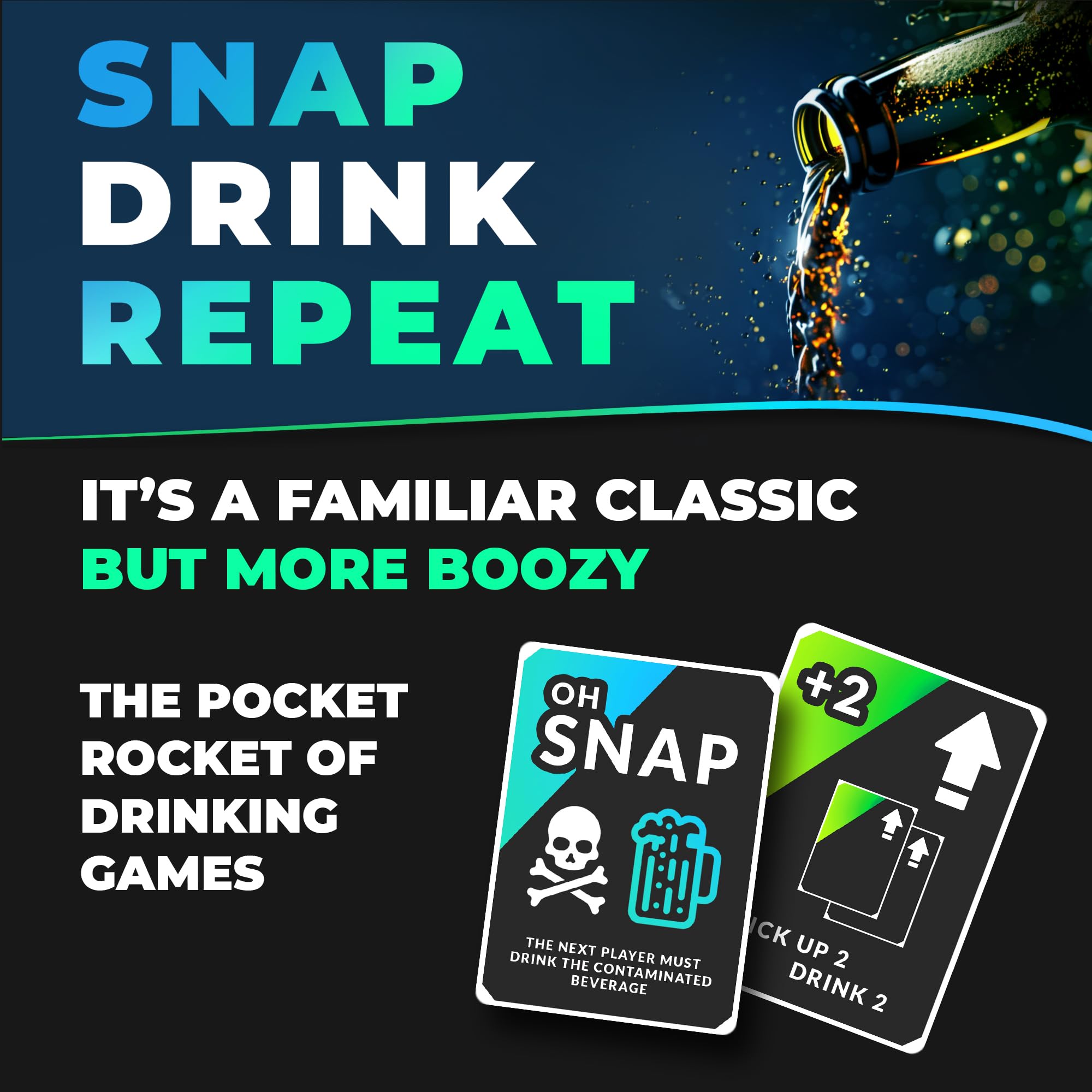 Ultimate Drinking Game for Adults - SNAP Drink Repeat Fun Party Card Game | Hilarious Bachelorette & Bachelor Party Games, College Drinking Games | Perfect for Parties, Game Nights & Social Gatherings