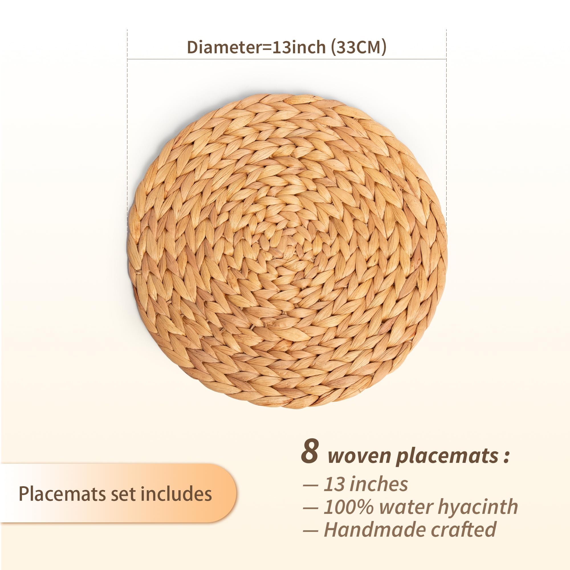 8-Pack Boho Woven Rattan Placemats - 13