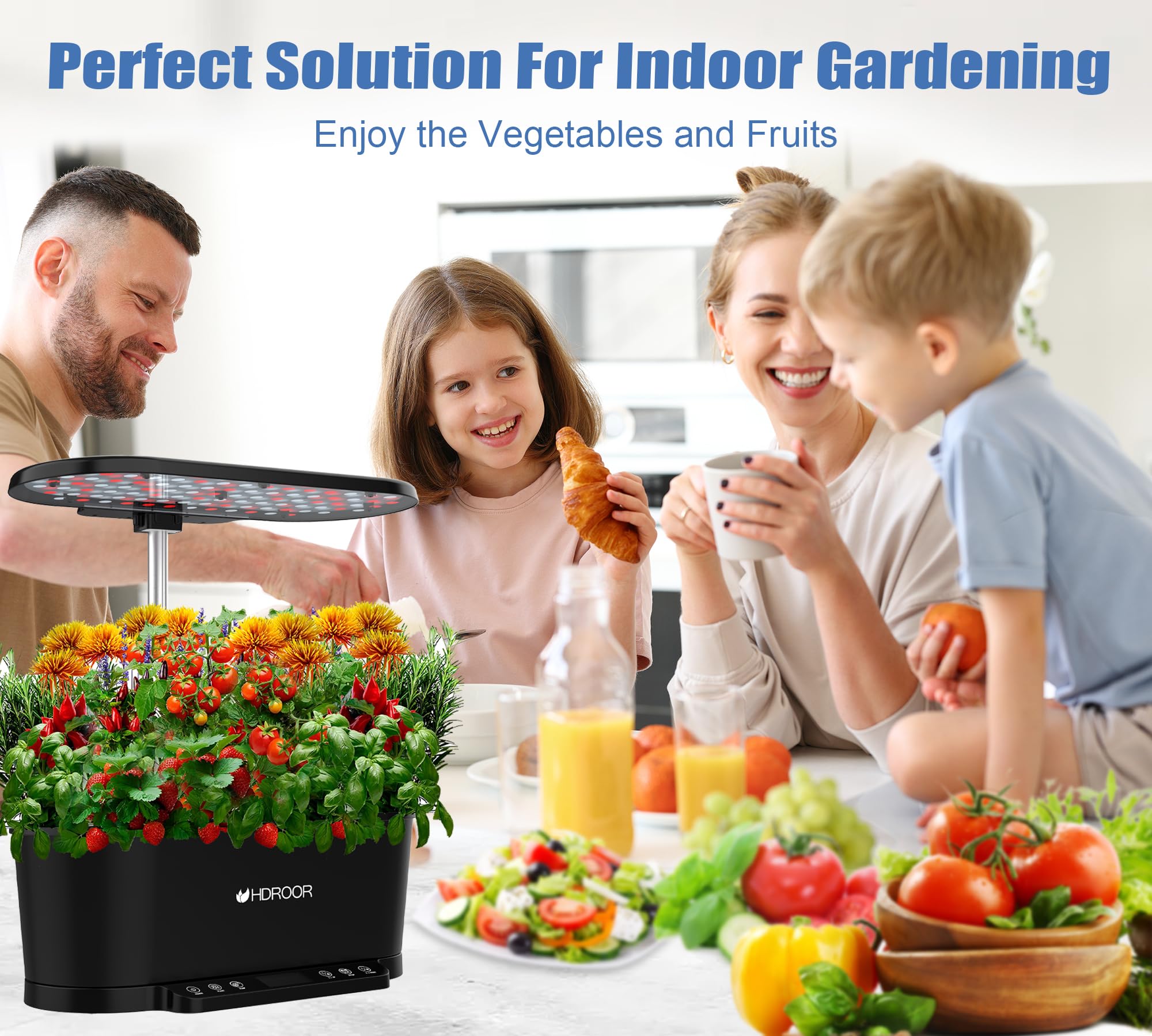Smart Indoor Hydroponic Garden Kit with 36W Grow Light & APP Control - 15 Pods, Adjustable Height up to 30