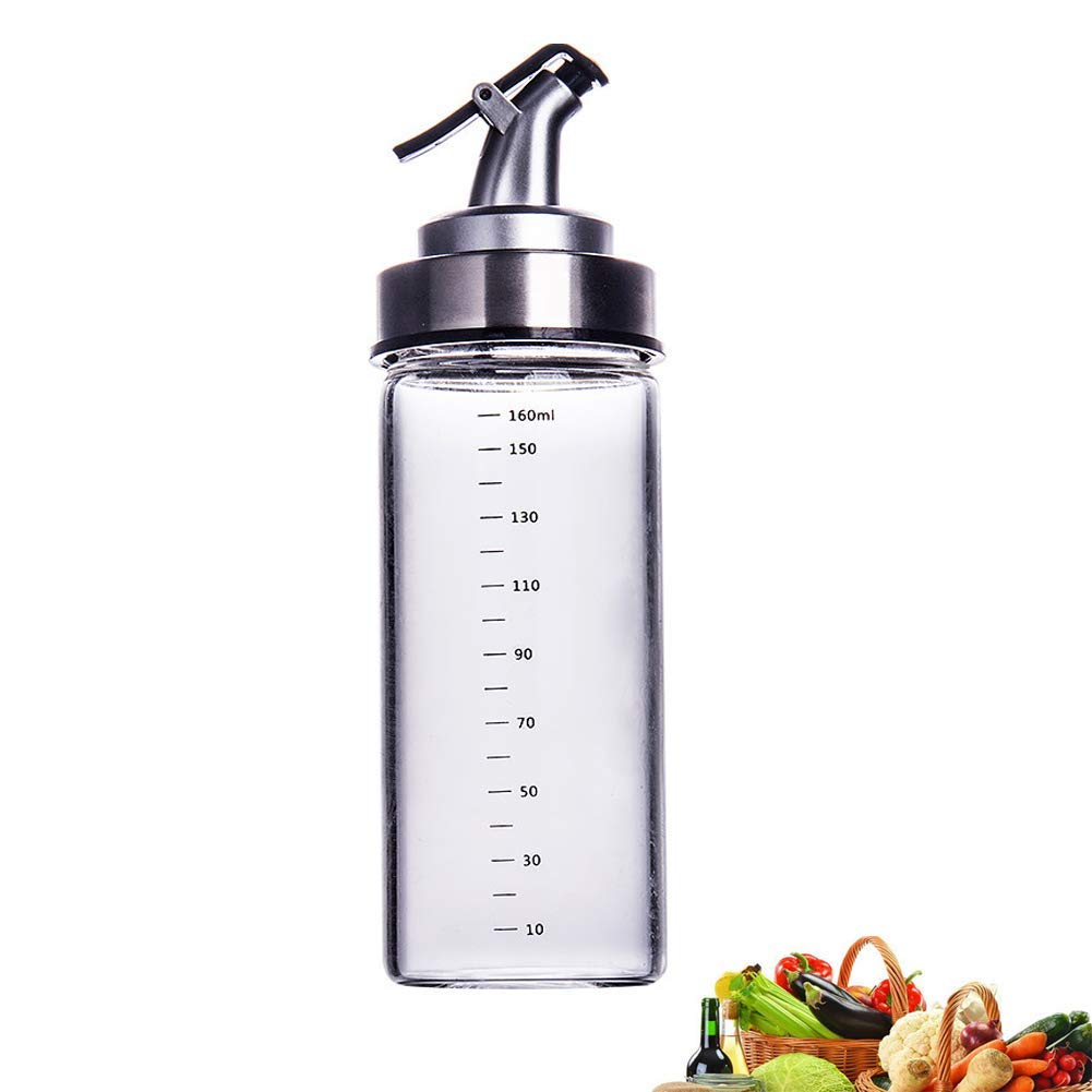 Premium Glass Oil & Vinegar Dispenser Bottle - Leak-Proof Olive Oil Bottle with Measurement Scale - Clear Transparent Design for Kitchen, Salad Dressing & Cooking