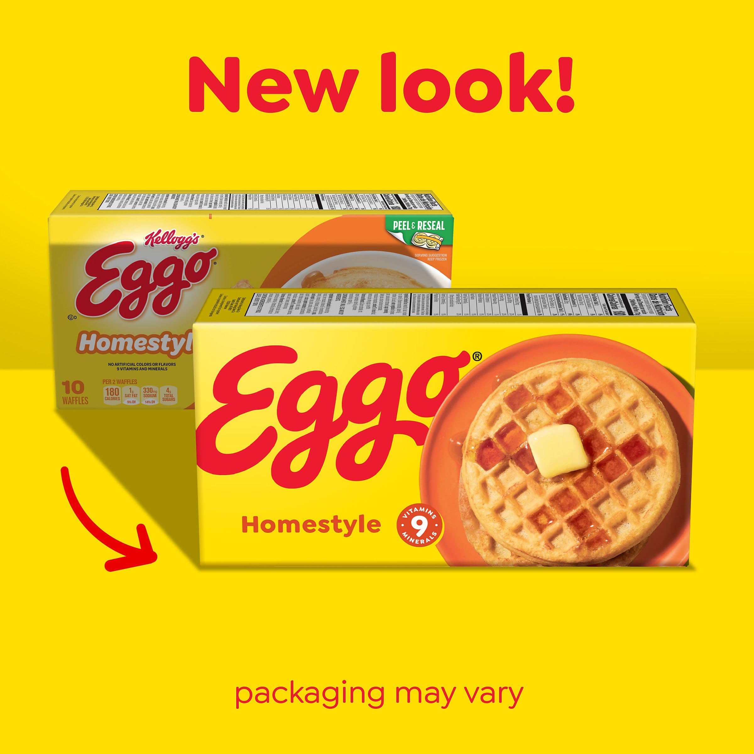 Eggo Homestyle Frozen Waffles - Original Flavor, 10 Count (12.3oz) - Quick Breakfast Food for Busy Mornings, School Lunches & Family Breakfasts