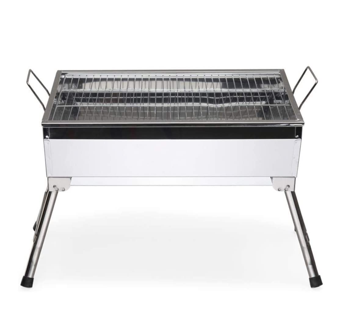 JGATW Portable Stainless Steel Folding Grill - Compact Charcoal BBQ Stove for Shish Kebab, Camping, Travel & Outdoor Cooking | Perfect for Backyard, Picnic, Beach & Tailgating Parties (Color: A)