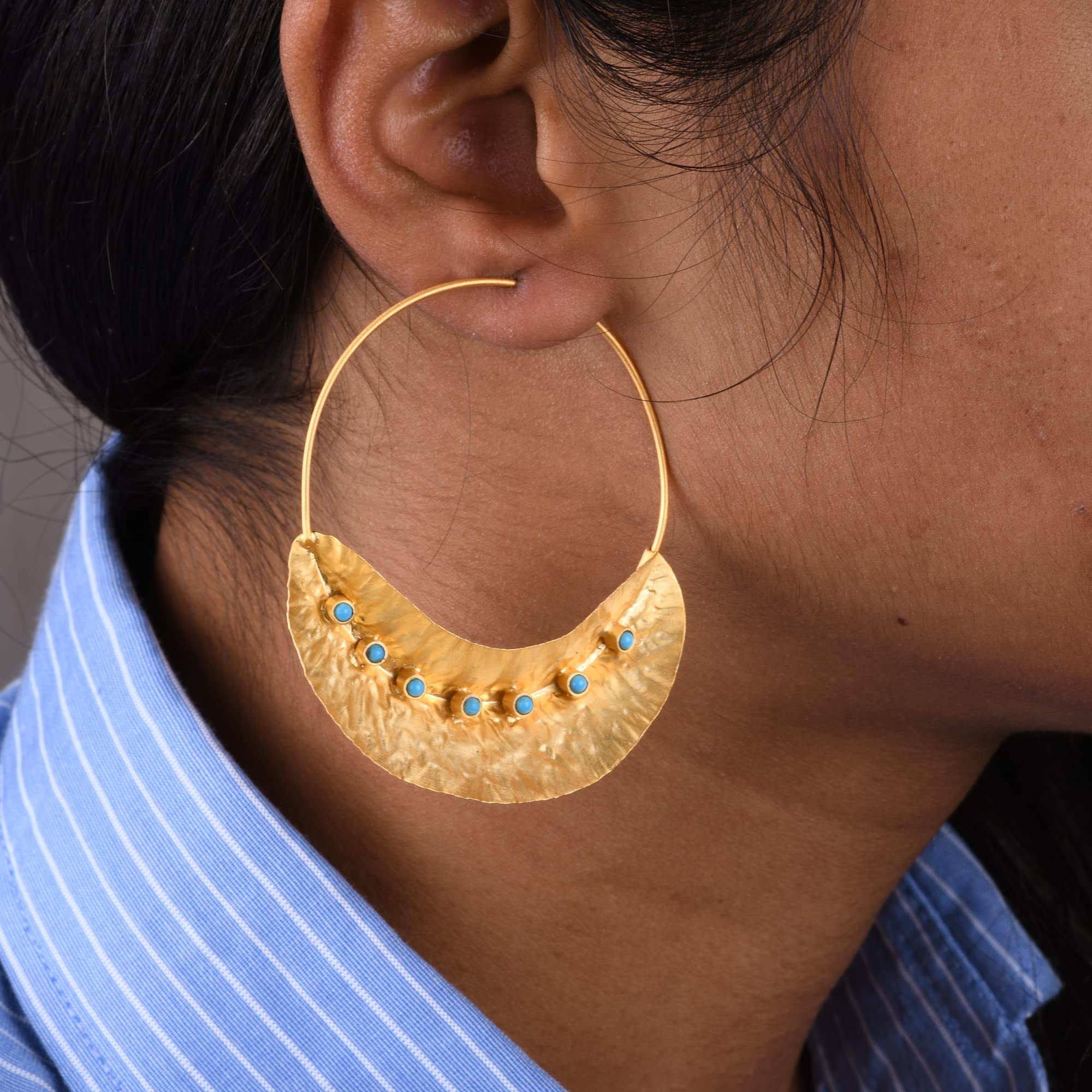 Handmade African Fulani Big Hoop Earrings - Unique Mother's Day Gift from Daughter or Son - Perfect for Birthday, Anniversary, Wedding & Christmas - Boho Chic Jewelry for Women - Great for Date Night, Parties & Special Occasions