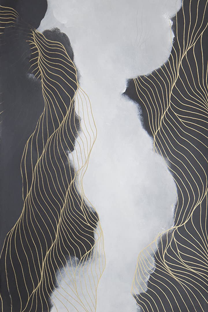 Modern Abstract Area Rug 6x9 Feet - Black Grey Gold Art Print Washable Soft Thick Carpet - Non-Slip Indoor Rug for Bedroom, Living Room, Dining Room, Kitchen, Laundry, Home Office - Perfect for Contemporary Home Decor & High-Traffic Areas