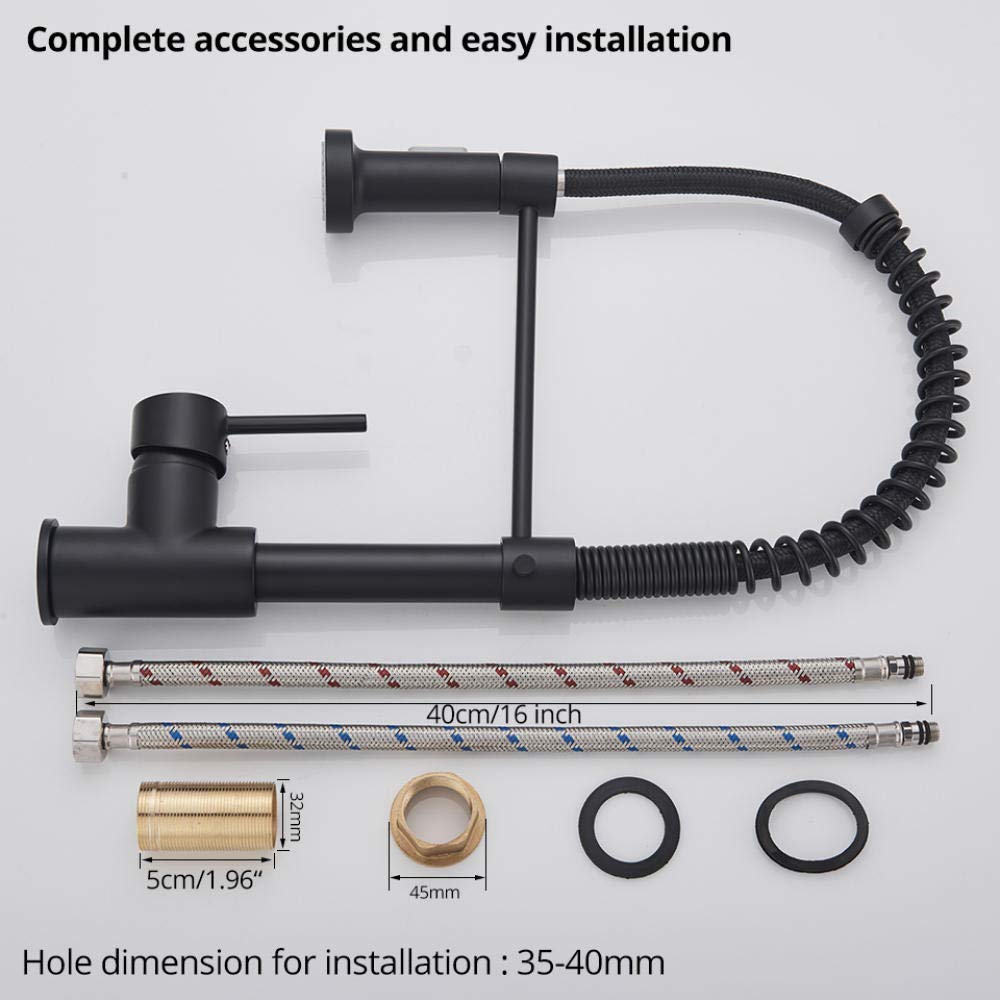 360° Swivel Black Kitchen Faucet - Deck Mounted Mixer Tap with Stream Sprayer Nozzle for Hot & Cold Water - Perfect for Modern Kitchens, Small Spaces & Easy Dishwashing