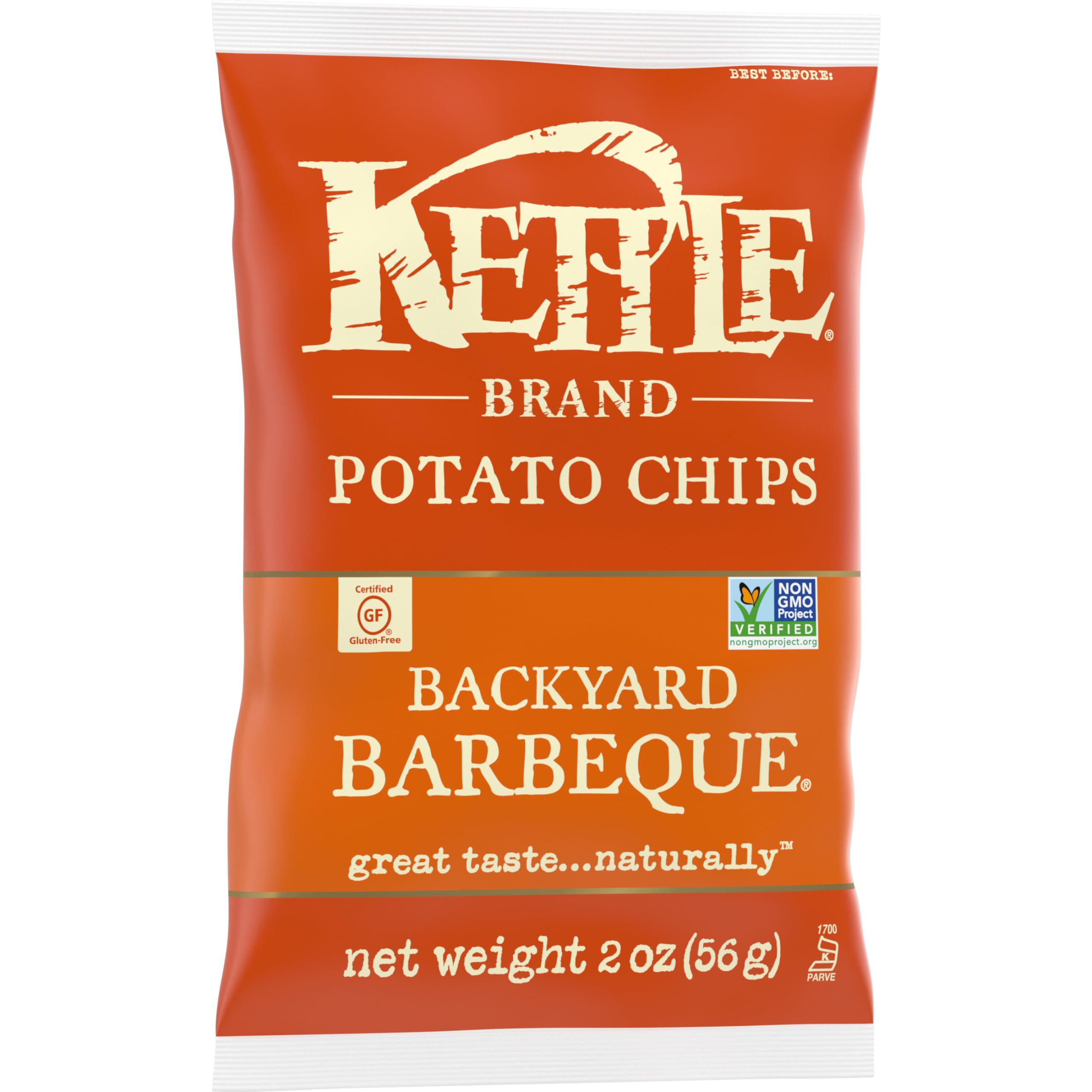 Kettle Brand Backyard Barbeque Potato Chips - 2 Oz Snack Bags (Pack of 6) | Crunchy Kettle Cooked Chips for Parties, Picnics & Game Day Snacking