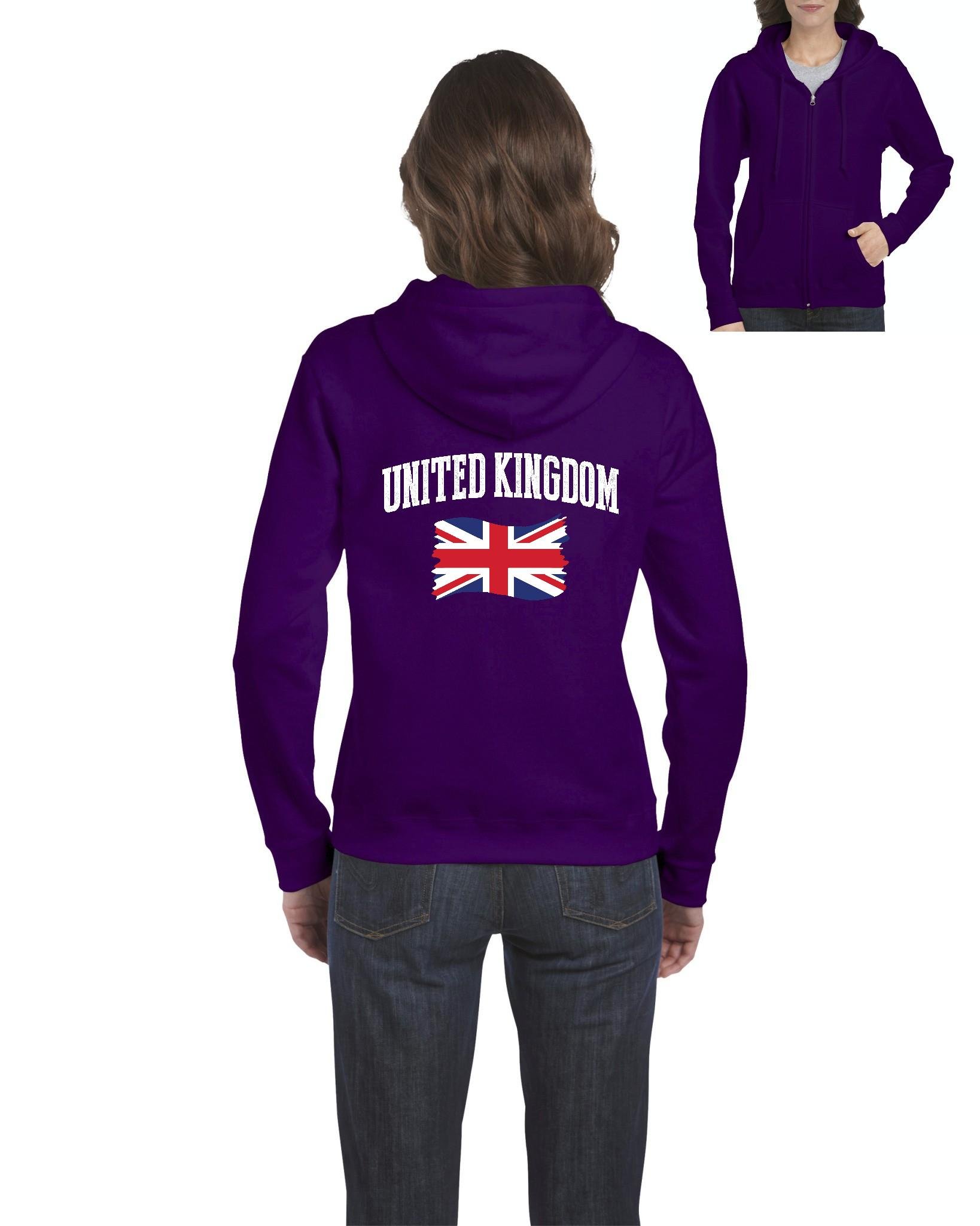UK Flag Zip Up Sweater for Women - Stylish British Travel Gift & Casual Wear for Outings