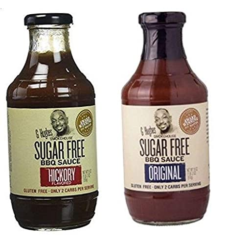 Sugar Free BBQ Sauce by G Hughes - Hickory & Original Flavors, 18 oz (Pack of 2) | Keto-Friendly, Low Carb Glaze for Grilling, Smoking & Dipping | Perfect for Ribs, Chicken & Pulled Pork