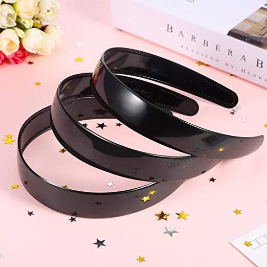 SUNBIRD 6-Pack Non-Slip Plastic Headbands with Teeth for Women & Girls - Hard Plastic Hairbands for DIY Crafts, Styling, and Hair Accessories (Black) - Perfect for Salon Use, Home Styling, and Fashion Accessories