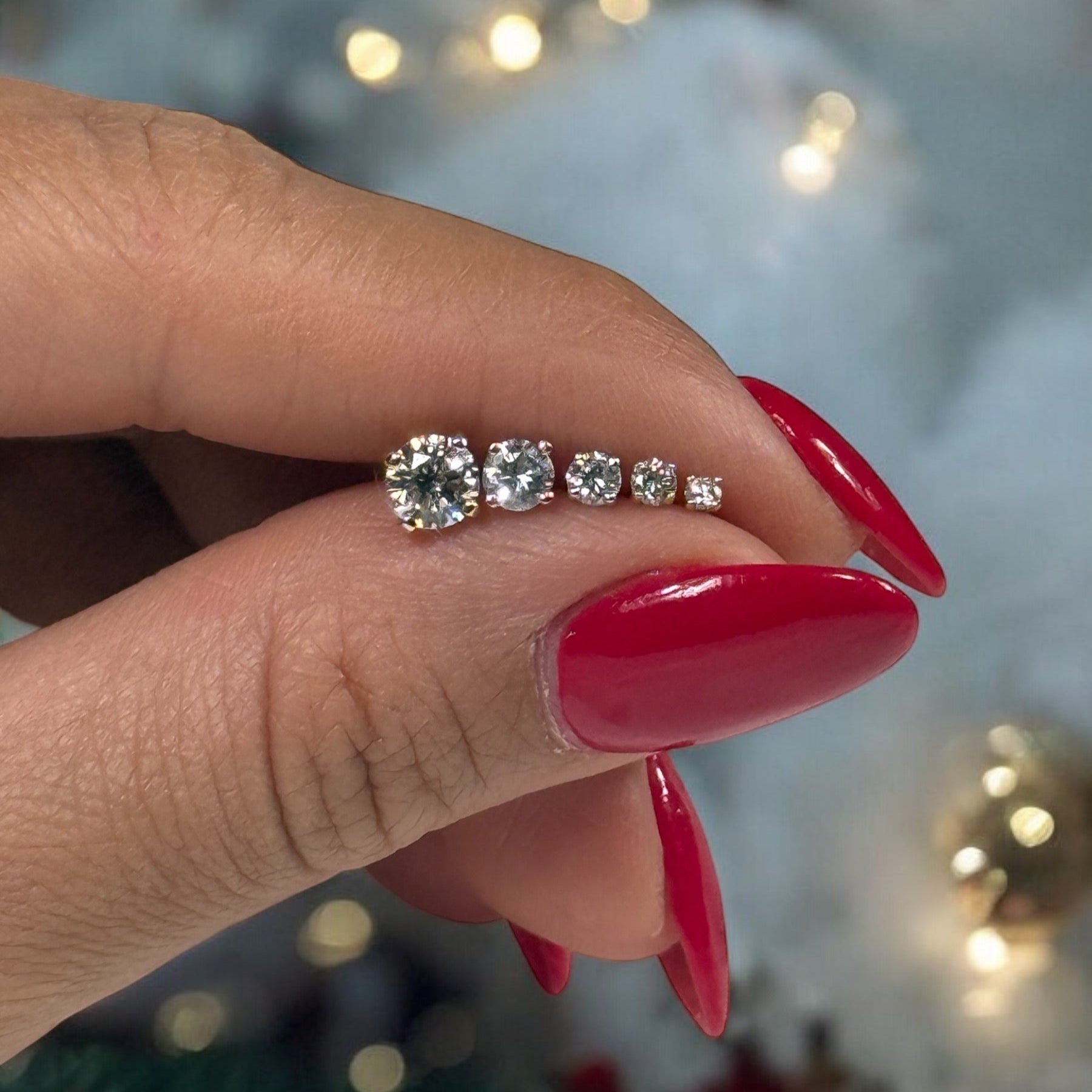 14K White Gold Diamond Threaded Flat Back Stud Earrings for Women - Perfect for Everyday Wear, Parties & Special Occasions