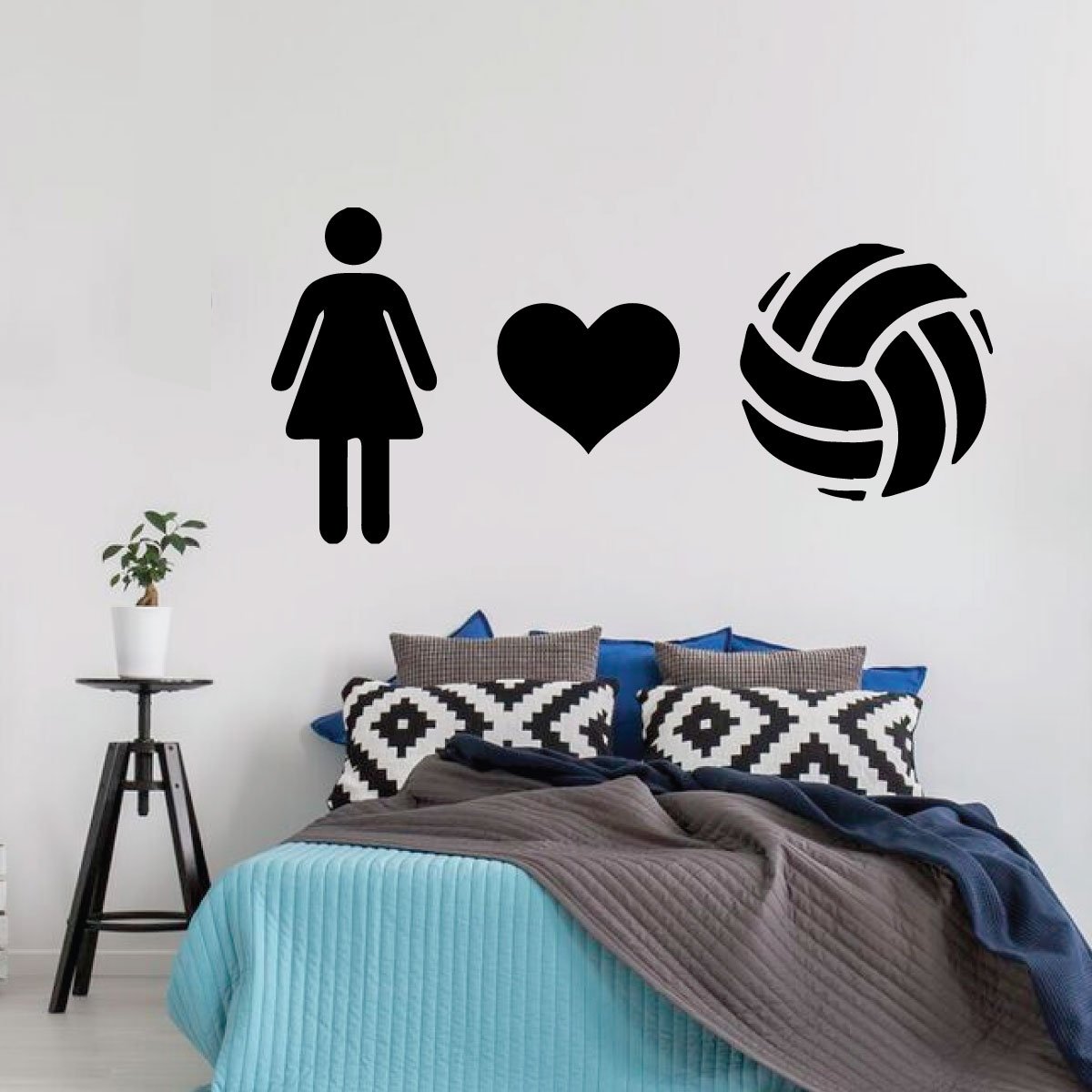 Volleyball Wall Decal - Heart-Shaped Vinyl Sticker for Girls Room Decor - Sports Themed Bedroom & Playroom Wall Art - Perfect for Teen Bedrooms, Sports Lovers & Volleyball Fans