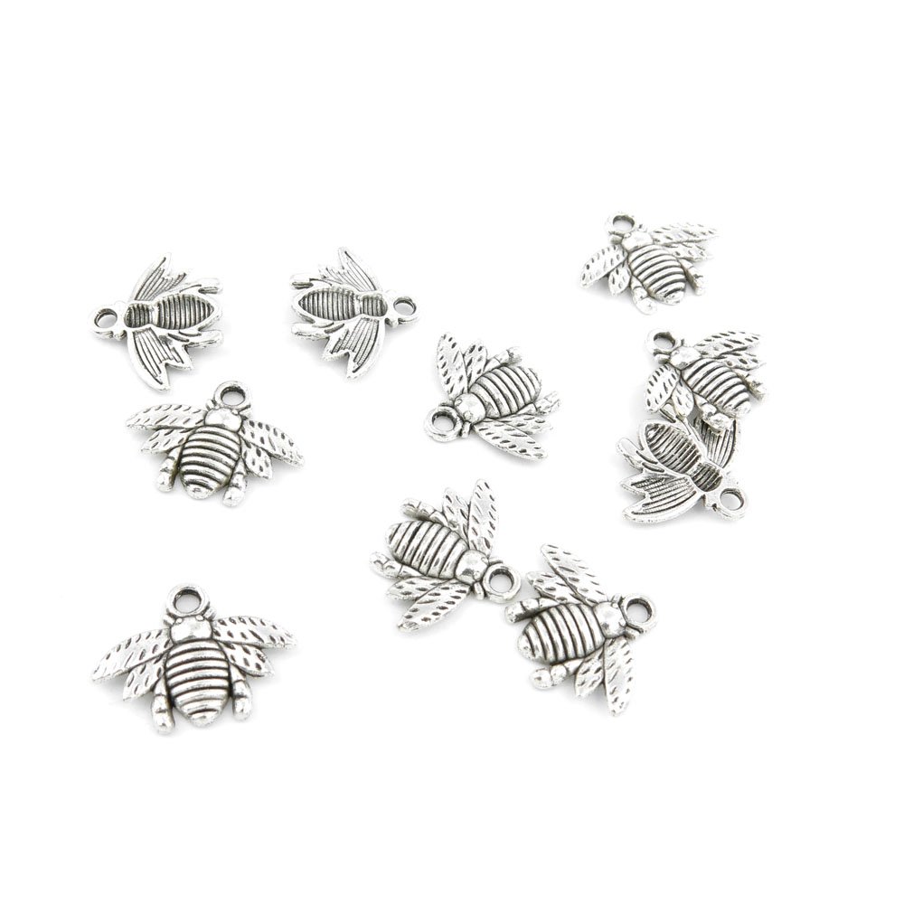 Vintage Silver Tone Jewelry Charms Bulk Wholesale - Antique Style Beads & Findings for DIY Bracelets, Necklaces (61895 Bee) - Perfect for Crafting, Scrapbooking & Gift Making