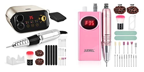 Rechargeable Nail Drill 2600mAh & Professional Nail Drill 35000rpm Kit - Electric Nail File Set for Manicure, Pedicure & Nail Art at Home or Salon