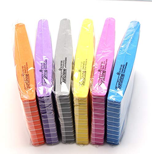 6 Colors 10pcs Nail Files and Buffers Set - 100/180 Grit Slim Sanding Tools for Nail Art, Polish & Gel Manicure | Perfect for Home, Salon & Travel Nail Care (Color: Gray)