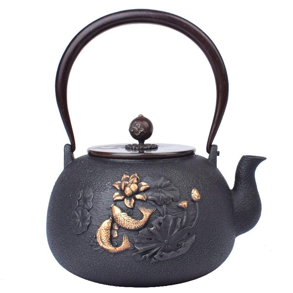 Premium Cast Iron Teapot with Anti-Rust Interior & Pure Copper Lid - 1200ML Japanese Tetsubin Tea Kettle for Loose Leaf Tea Brewing - Perfect for Home, Office, and Traditional Tea Ceremonies