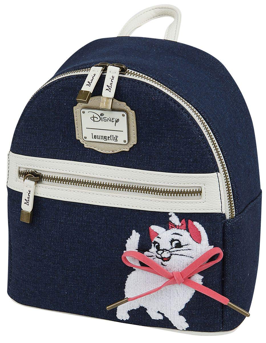 Disney Aristocats Marie Denim Mini Backpack by Loungefly - Cute Cartoon Character Crossbody Bag for Women & Girls, Perfect for Disney Parks, Cosplay, and Everyday Use