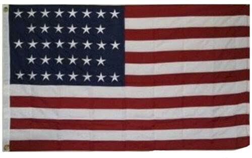 3x5 Embroidered American 36 Star Linear Synthetic Cotton Flag - PIÑATAS OLE Flags, Banners & Signs with 2 Clips - Perfect for Patriotic Decor, Historical Displays & Outdoor Events