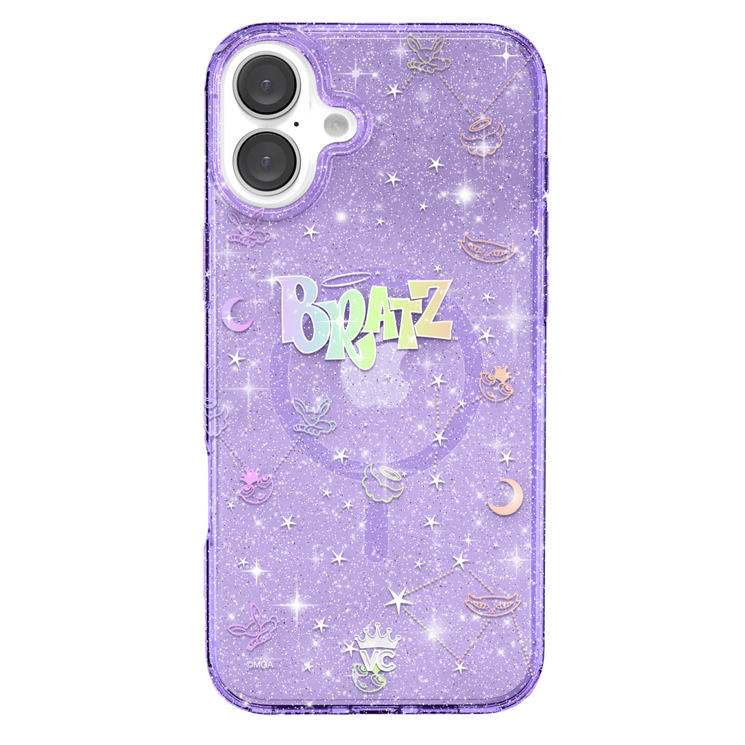 Bratz Celestial Glitter iPhone Case - Trendy Protective Phone Cover for iPhone 13/14/15 - Sparkly Glam Design for Girls & Teens - Perfect for School, Parties & Everyday Use