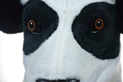 SHENGUS Halloween Party Mask - Realistic Moving Mouth Cow Mask, Furry Animal Costume Accessory for Adults & Kids (Black) - Perfect for Halloween Parties, Cosplay, and Themed Events