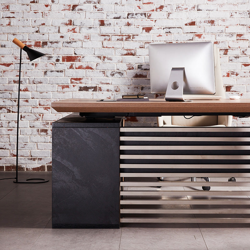 Premium Electric Height Adjustable Sit Stand Desk with Right Return - 1.8M Warm Oak & Black Frame | Home Office & Workspace Ergonomic Standing Desk Solution