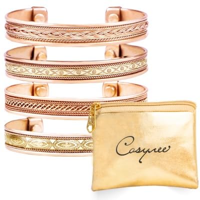 Authentic Tibetan Copper Bracelets for Women & Men - Handcrafted India Pattern Spiritual Yoga Jewelry - Unisex Cobre Pulsera & Cobre Bracelet - Perfect for Meditation, Yoga & Boho Fashion
