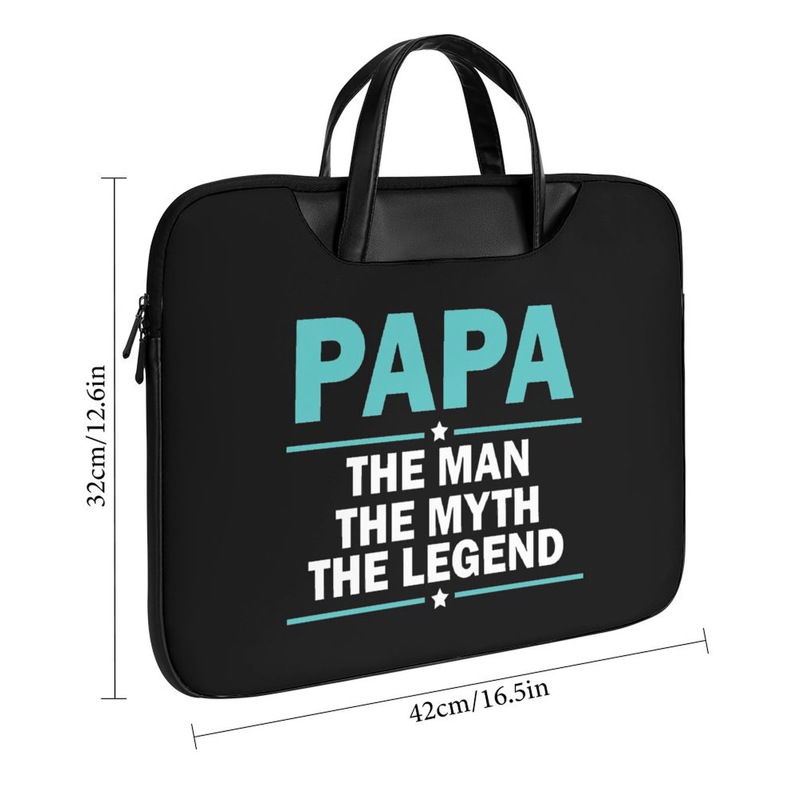 Papa The Man The Myth The Legend Slim Laptop Case - Premium Leather Briefcase & Computer Sleeve for MacBook, iPad - Perfect for Business, Travel & Office Use