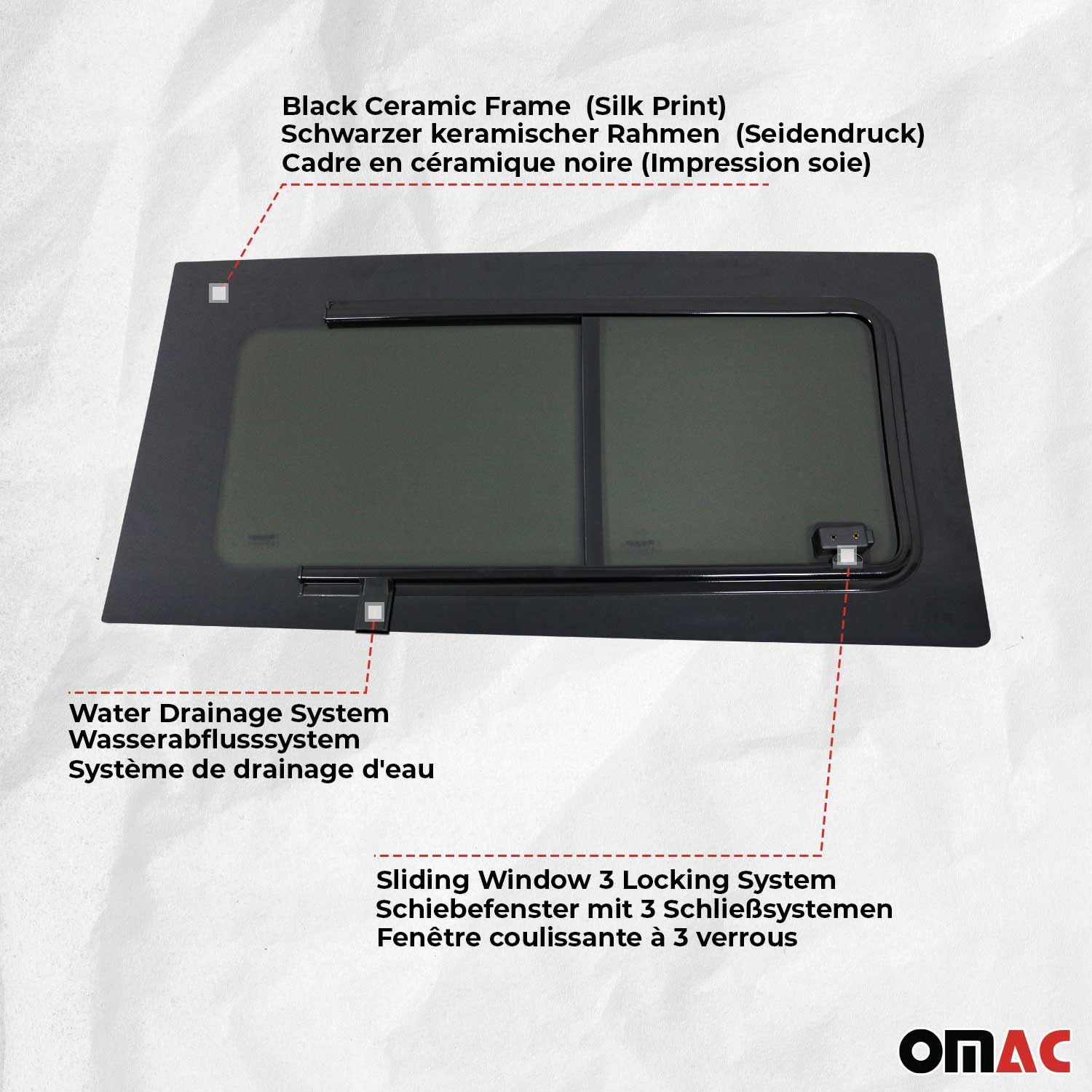 OMAC Sliding Window Glass Replacement for Ram Promaster City 2015-2022 - Front Left Side - Perfect for Cargo Vans & Delivery Vehicles
