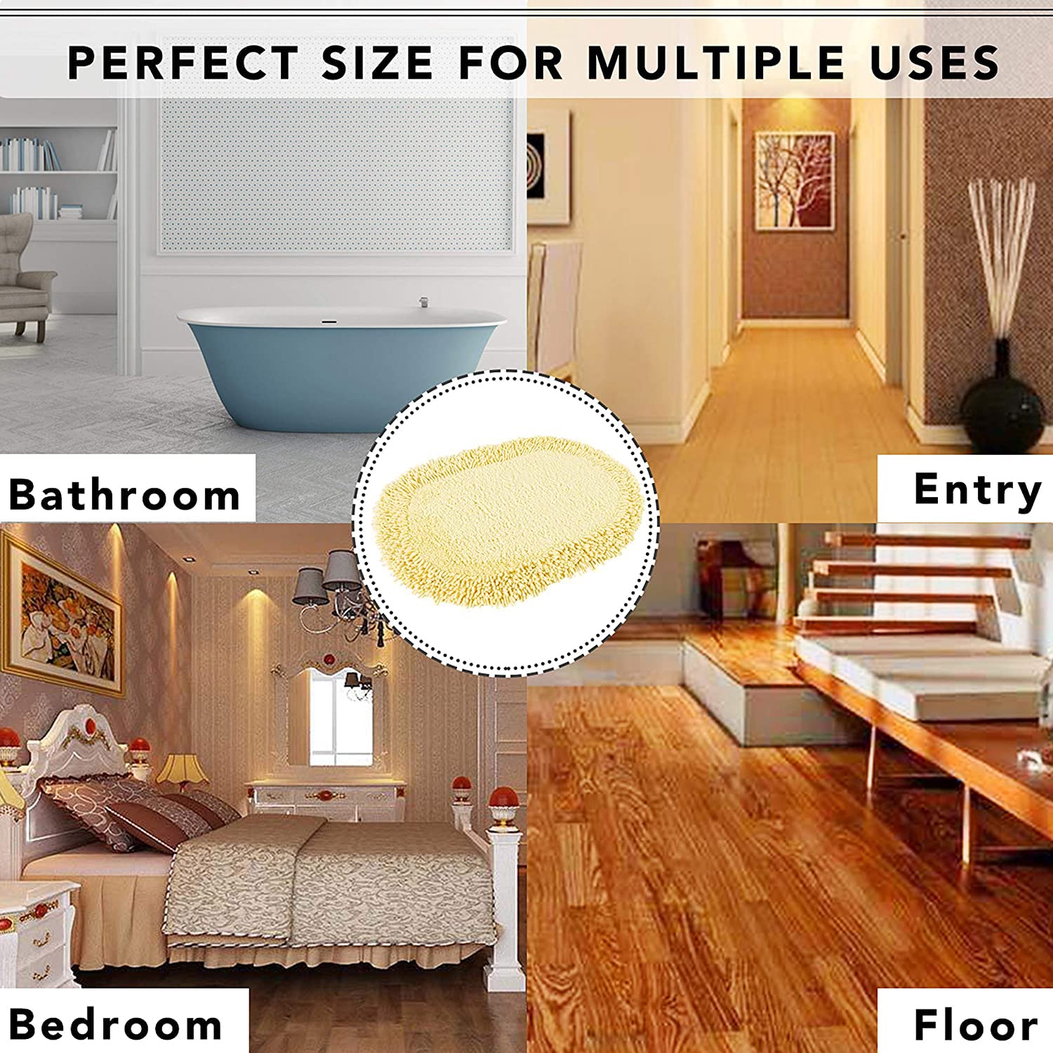 TOMORO Cotton Chenille Bathroom Rug - Super Absorbent Soft Bath Mat Towel, Non-Slip Luxury Hotel Linens for Bathroom & Shower, 17x27 Inch Cream - Perfect for Spa, Master Bath & Guest Bathroom Decor
