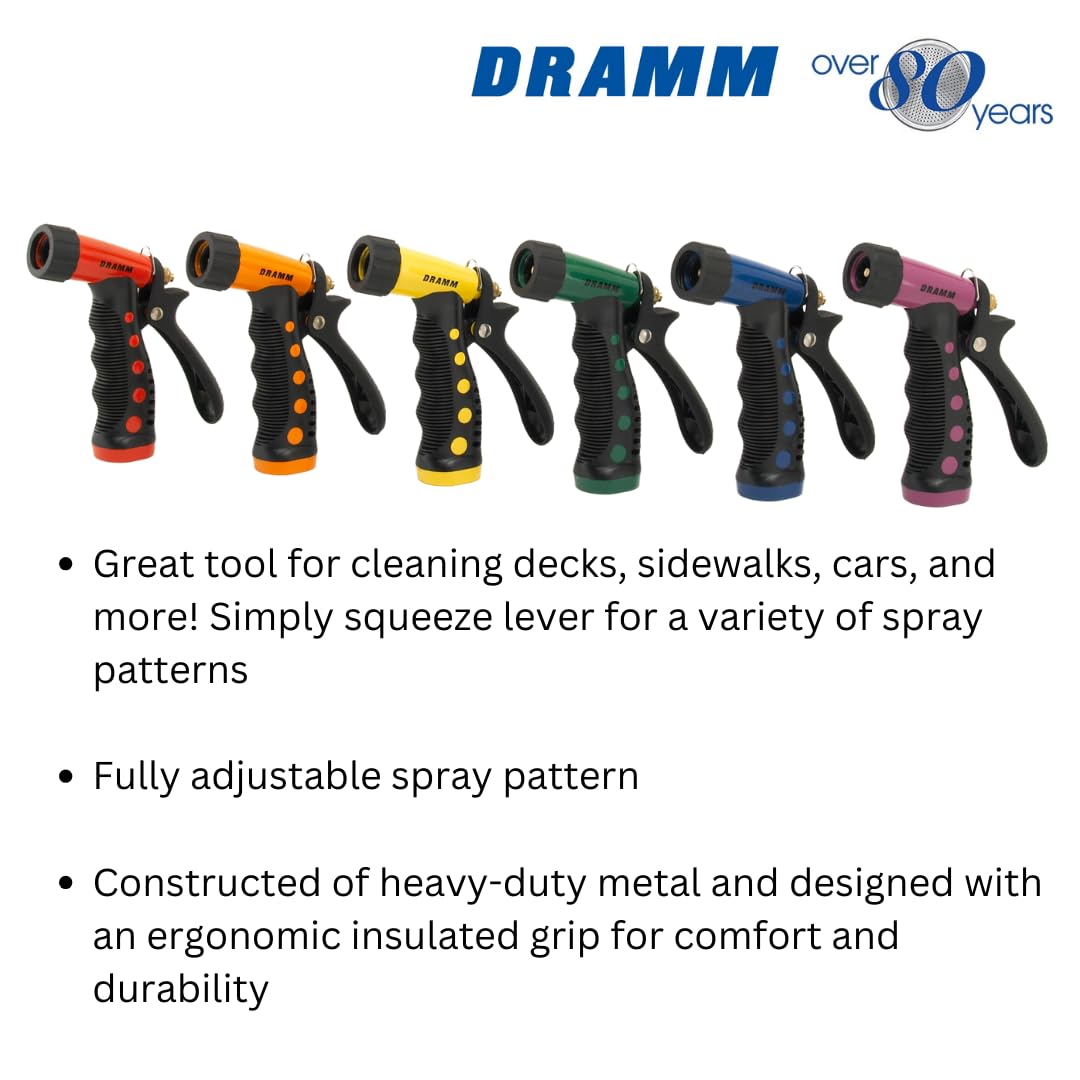 Premium Pistol Spray Nozzle for Garden Hose - Heavy Duty Trigger Handle with 8 Adjustable Spray Patterns - Ideal for Washing Cars, Boats, Decks, Sidewalks & Watering Plants (Orange)