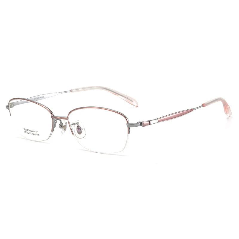 Bclear Women's Semi-Rimless Oval Titanium Eyeglasses Frame 7957 - Lightweight & Durable Glasses for Work, Reading & Fashion