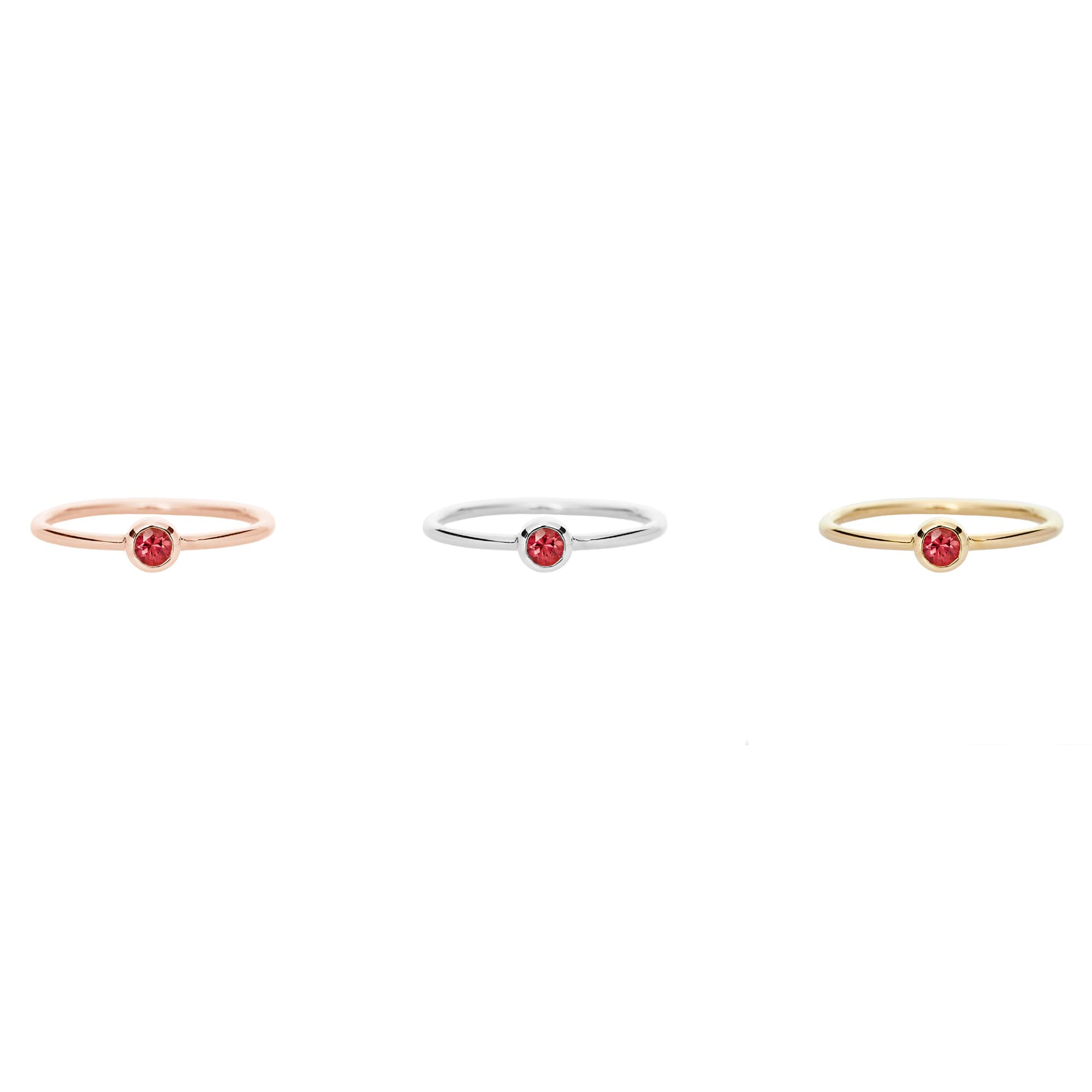 9K 14K 18K Solid Gold Ring with Red Sapphire - September Birthstone Solitaire Gemstone Jewelry | Elegant Round Band for Women | Perfect Birthday Gift for Her, Anniversary or Special Occasion | Code: 0.002