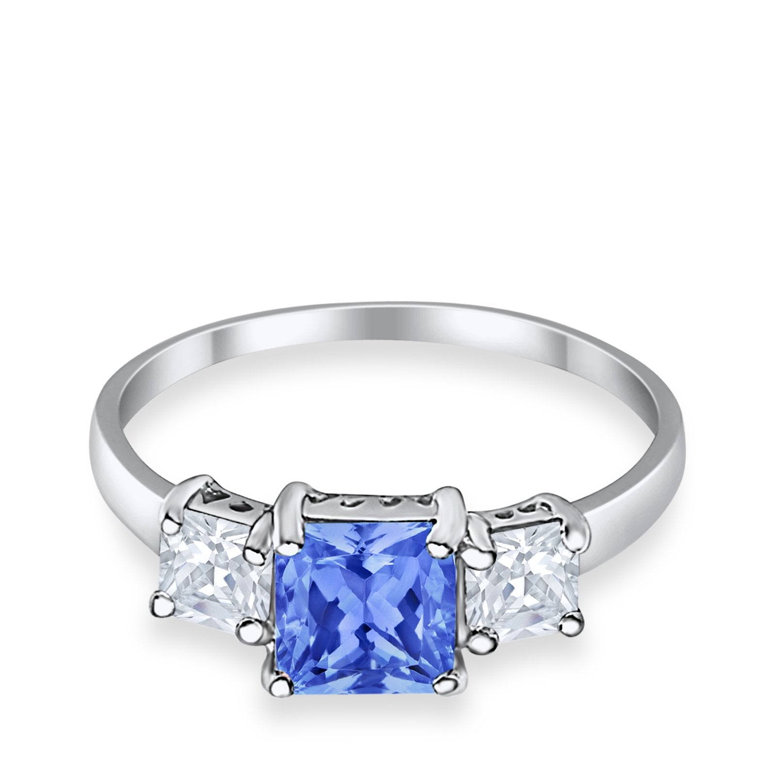 3 Stone Princess Cut Cubic Zirconia Ring - 925 Sterling Silver Fashion Jewelry for Women - Perfect for Weddings, Anniversaries & Special Occasions