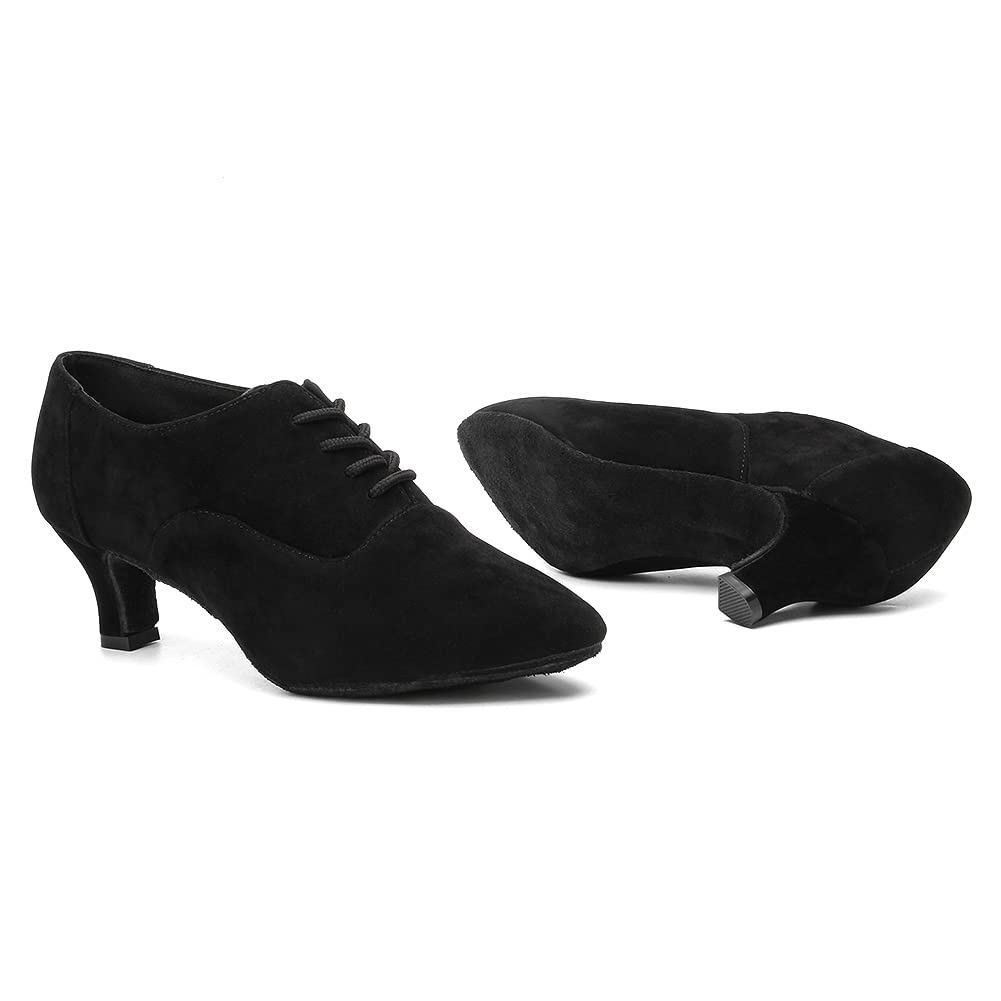 DKZSYIM Women's Lace-up Closed Toe Ballroom Dance Shoes - Latin, Modern, Salsa Practice & Teaching Shoes Model ZYX305 for Professional Dance Performances