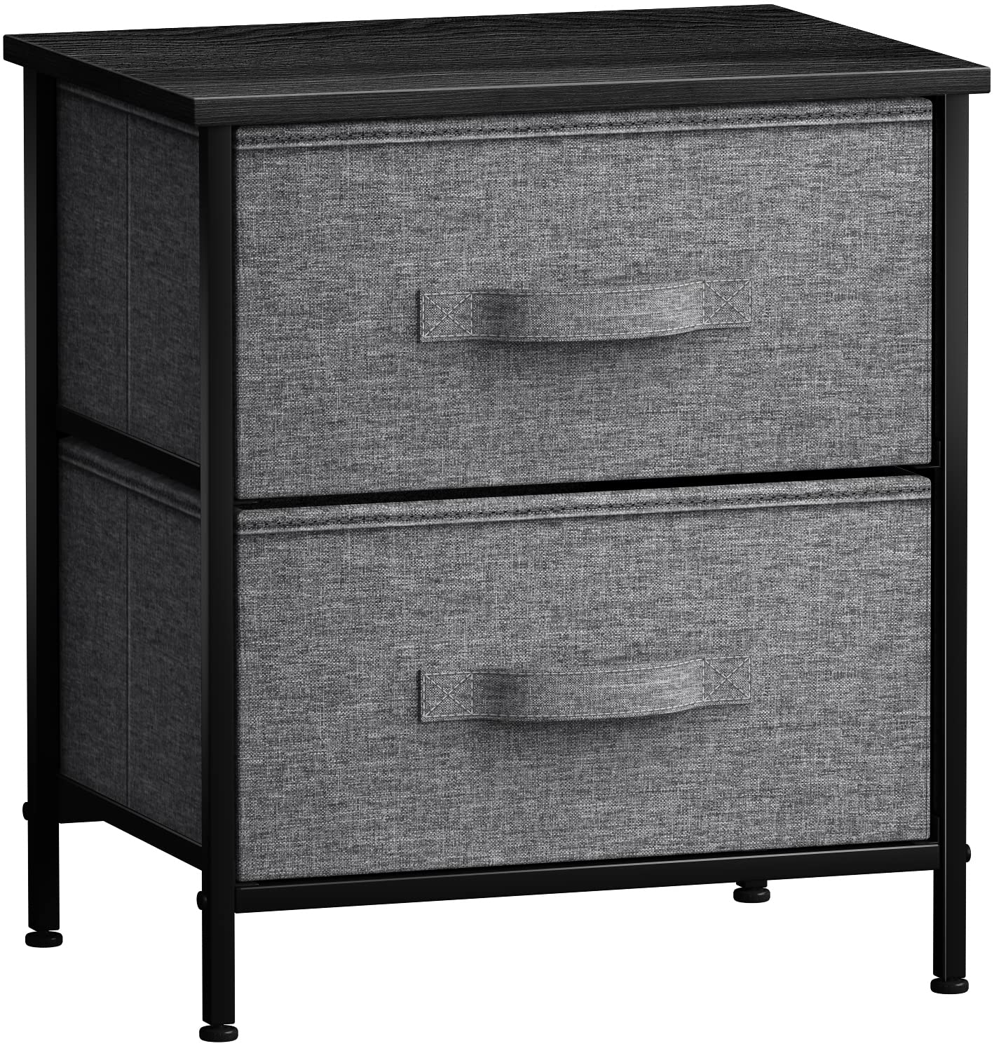 Sorbus 2-Drawer Nightstand with Steel Frame & Wood Top - Easy Pull Fabric Bins, Compact Bedside Table for Bedroom, Home & Office - Perfect for Small Spaces, Apartment Living & Guest Rooms