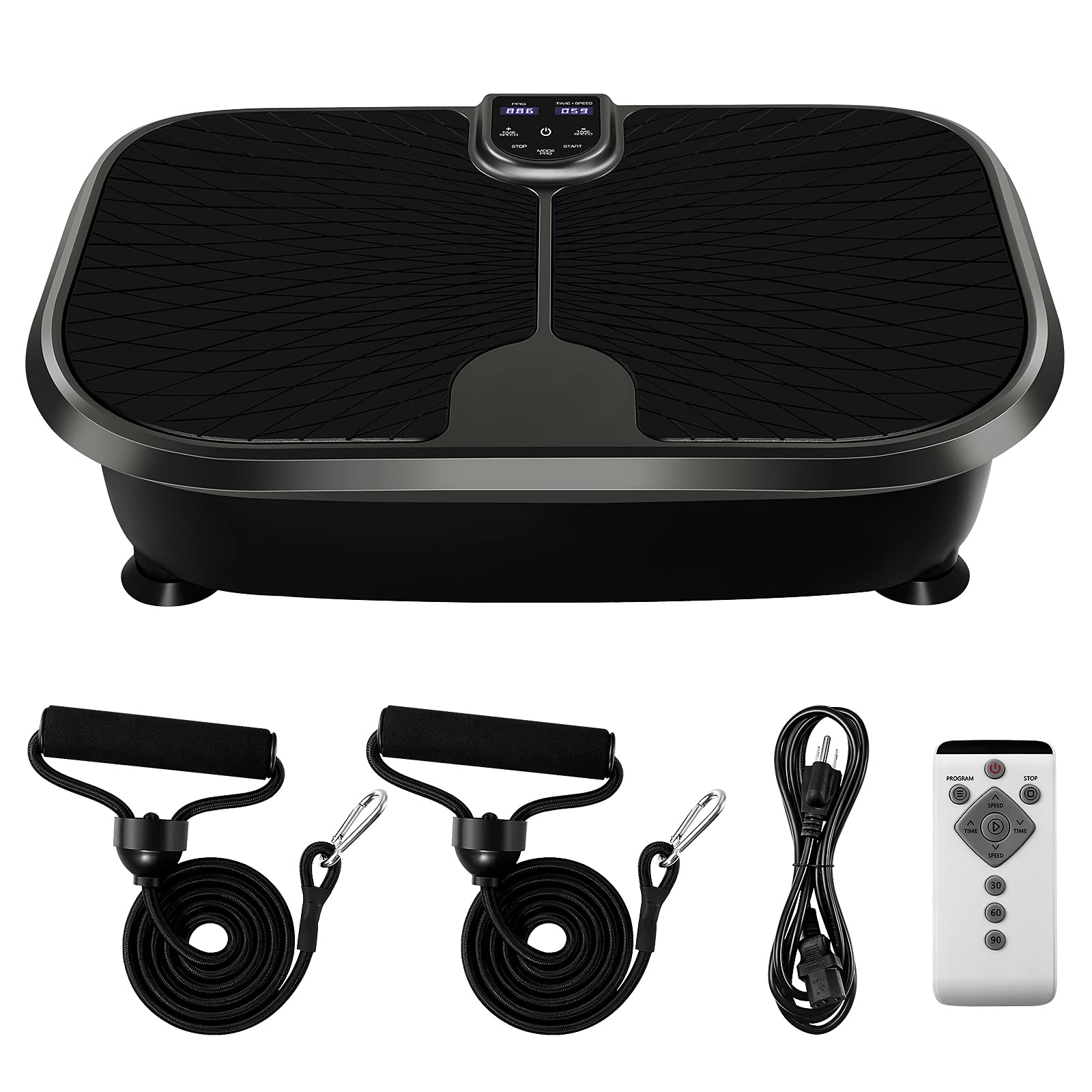 Wakauto Vibration Plate Exercise Machine with Resistance Bands - B36 Whole Body Workout Platform for Home Fitness, Weight Loss & Toning (US Plug) - Perfect for Home Gym, Physical Therapy & Muscle Recovery